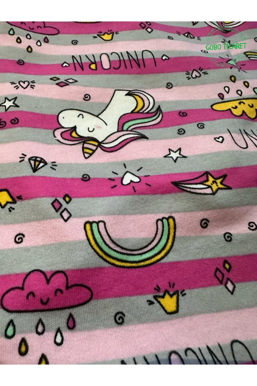 Unicorn Desenli Çizgili Pembe Kedi Köpek Kıyafeti Elbisesi Pembe