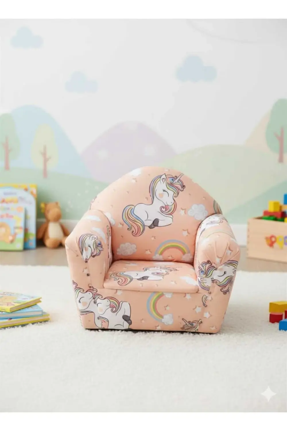 Unicorn Desenli Pudra Pembesi Çocuk Koltuğu