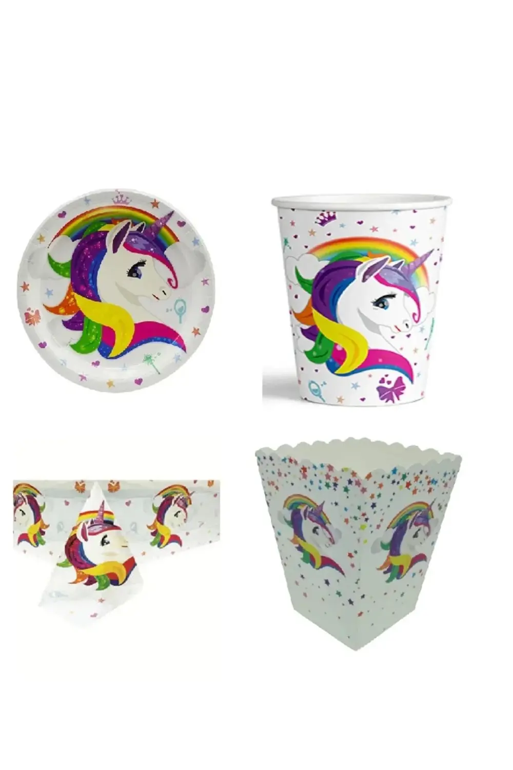 Parti Kırtasiye Unicorn Doğum Günü Partisi Seti Unicorn Parti Süsleri Kız Çocuk K