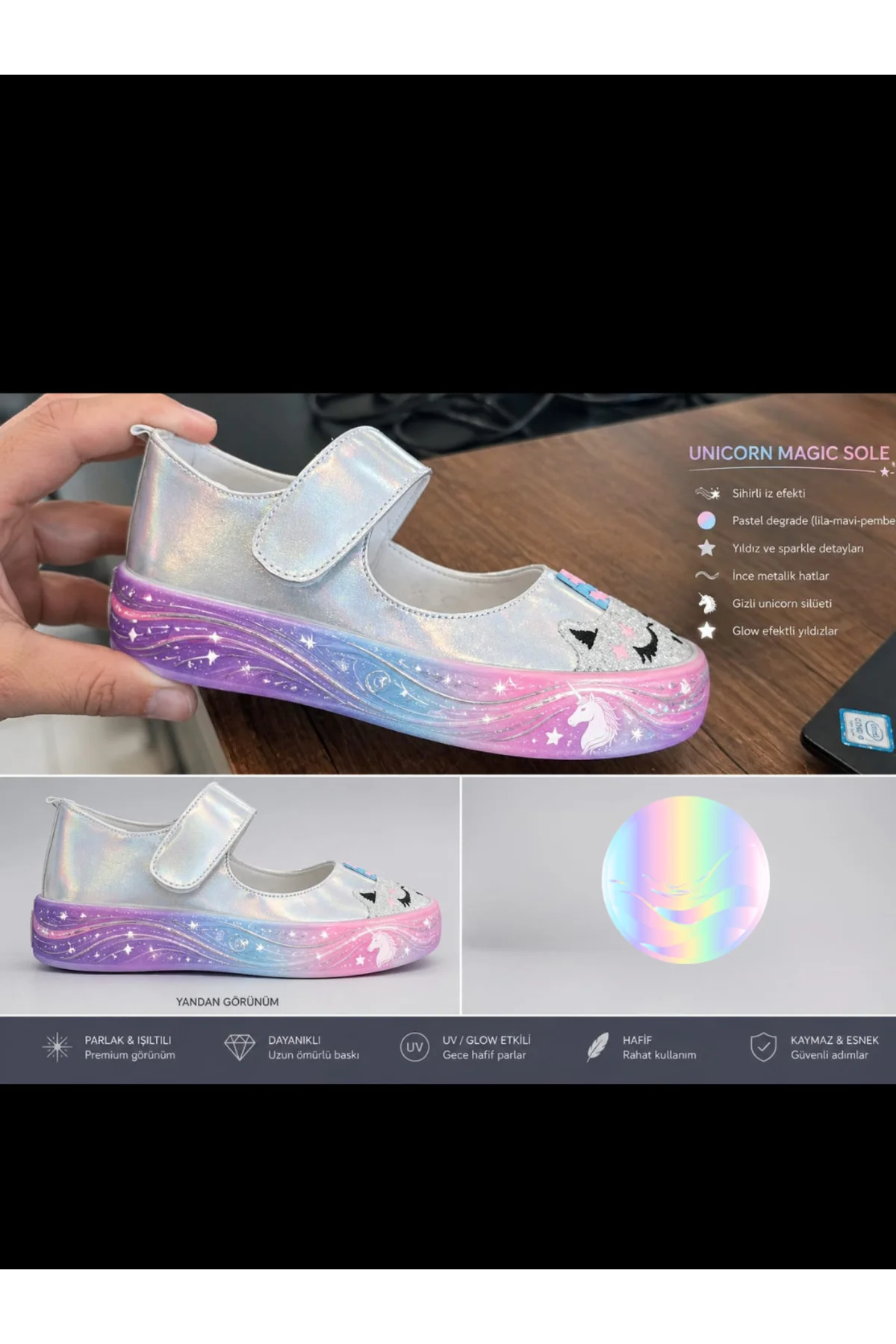Unicorn Dream Hologram Kız Çocuk Babet Sneakers