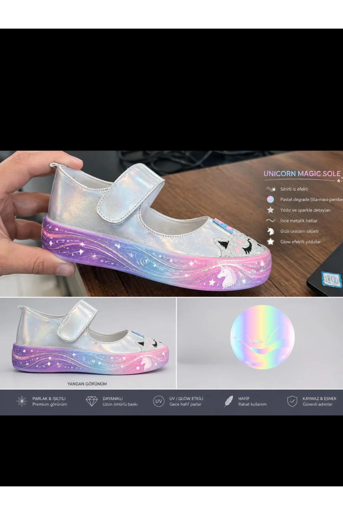 Unicorn Dream Hologram Kız Çocuk Babet Sneaker Unicorn Dream Hologram Kız Çocuk Babet Sneaker
