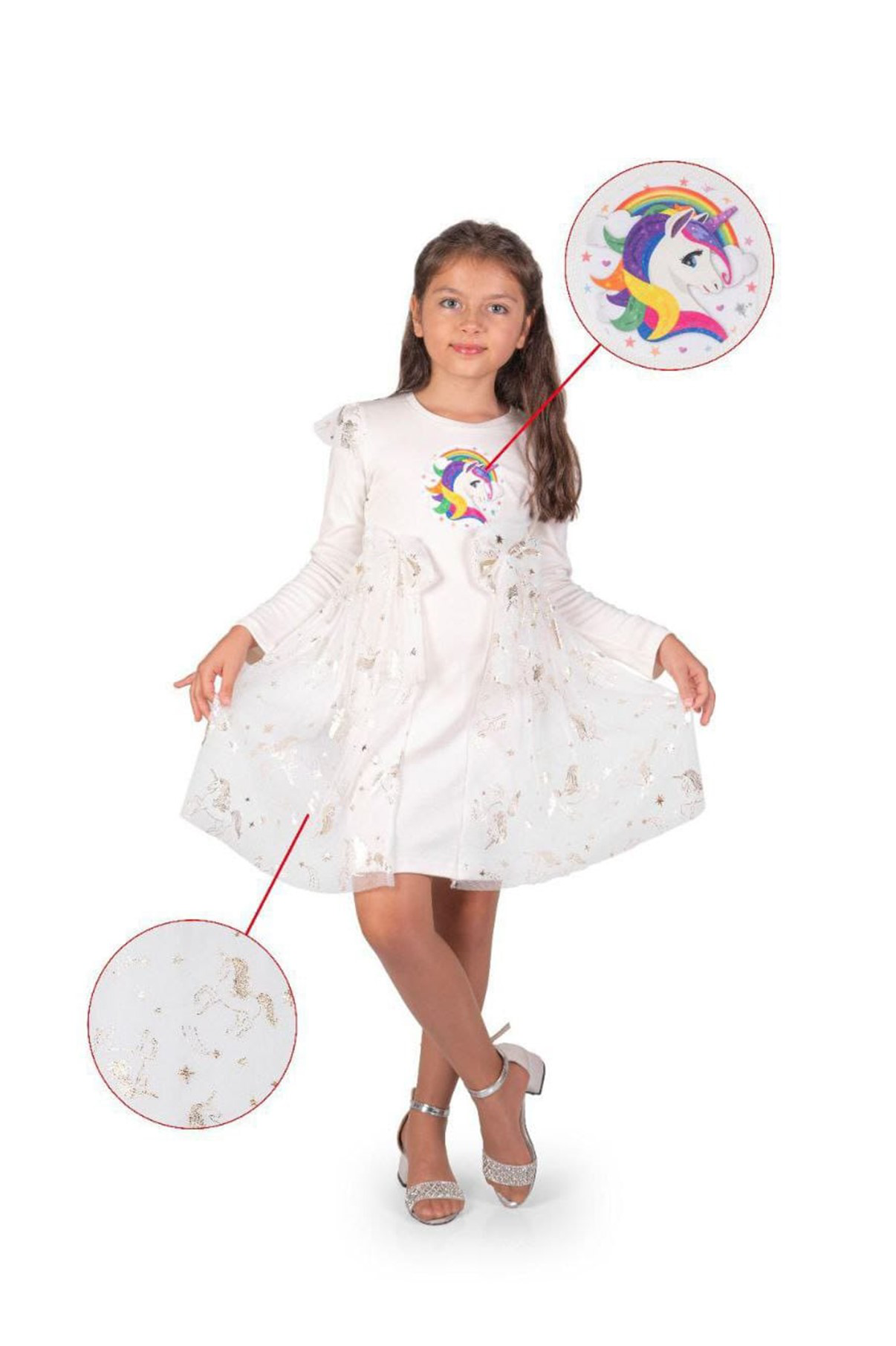 Unıcorn Elbisesi Parti Kıyafeti Dogum Günü ve Gösteri Elbisesi Ko