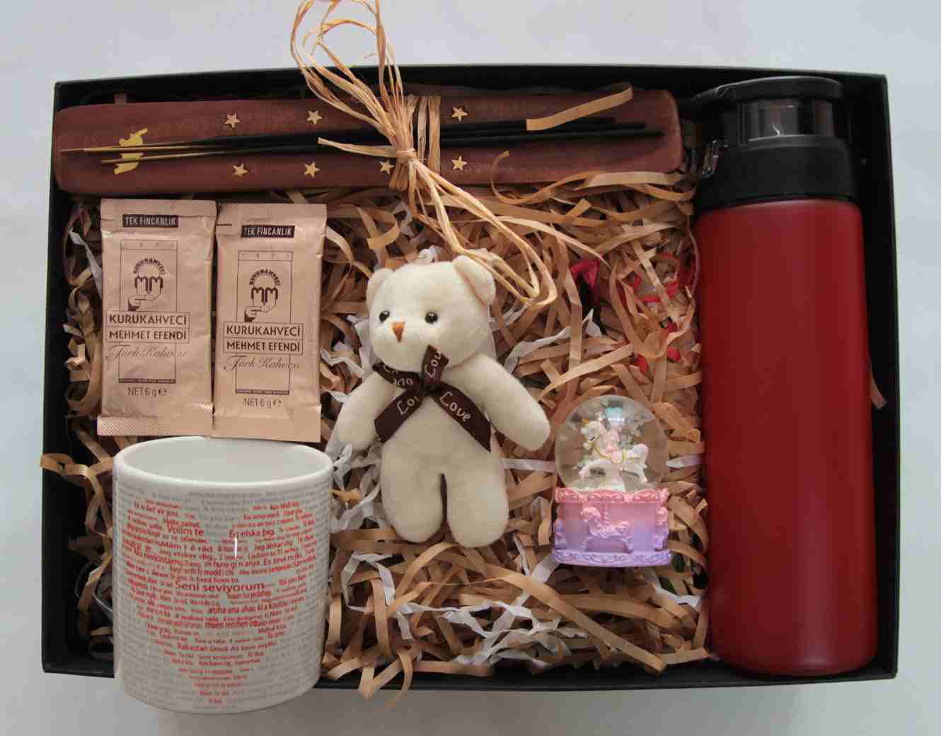 Home Unicorn Küre Kırmızı Termos Kahveler Ayıcıklı Anahtarlık Tütsülük Ve 100 Dil Seni Seviyorum Kupa