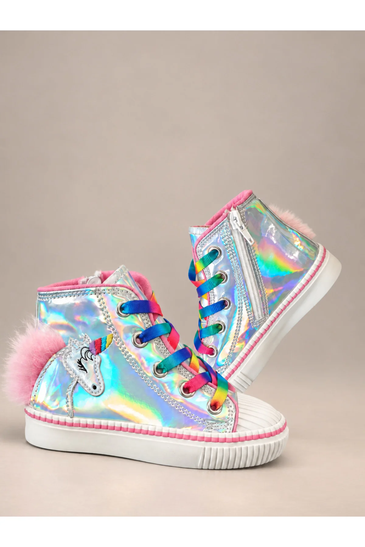 Unicorn New Hologram Fermuarlı Kız Sneaker - Görsel 3