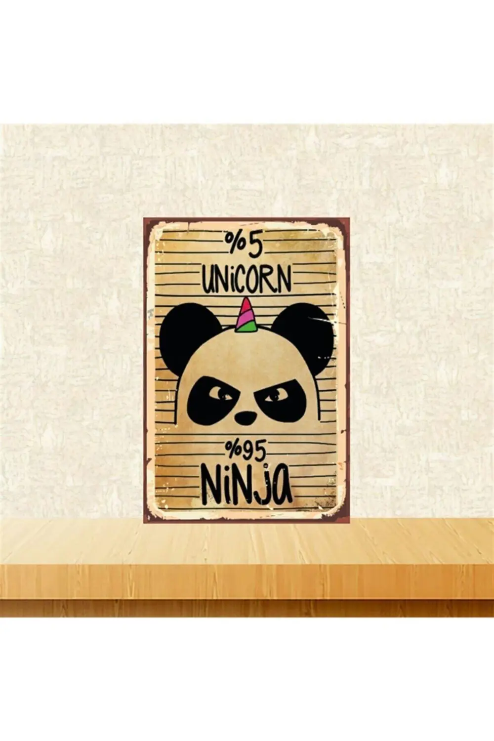 Unicorn Ninja 20-30 Cm Retro Ahşap Tablo Tkfx4996