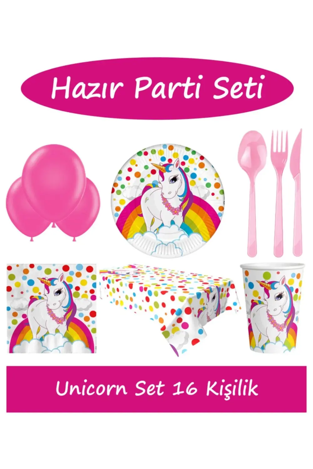 Unicorn Parti Seti 16 Kişilik