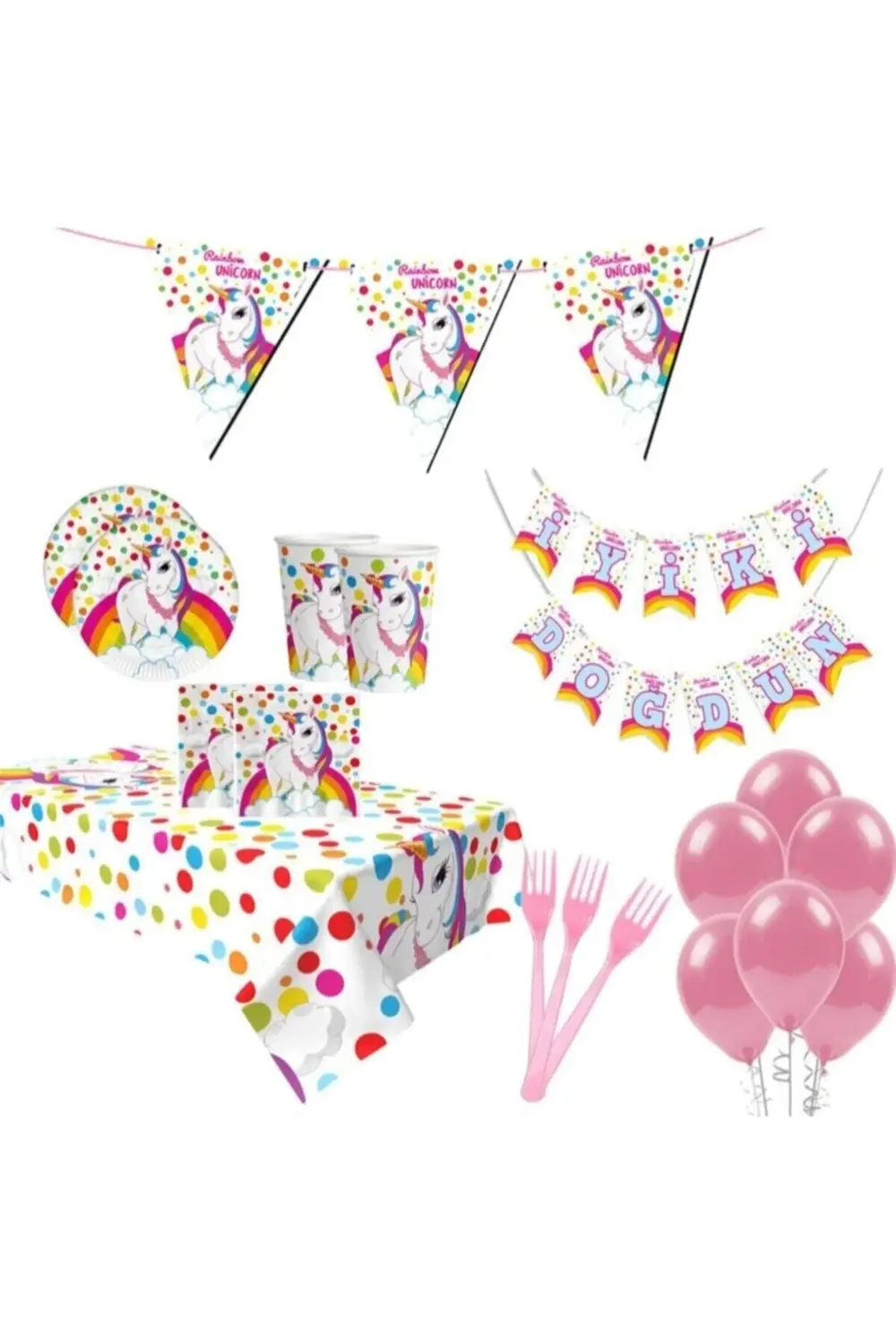 Unicorn Rainbow Parti Seti 8 Kişilik