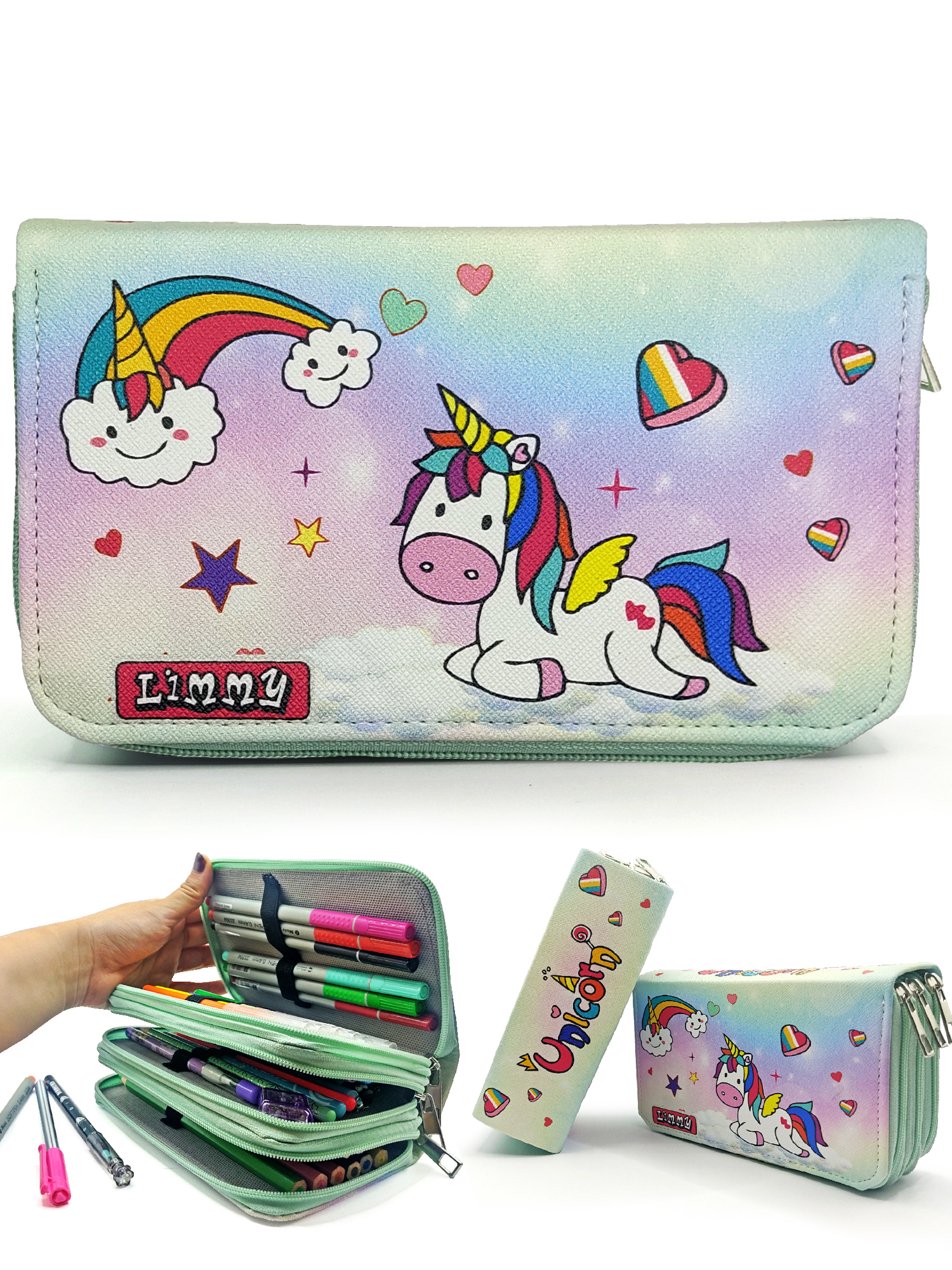 Unicorn Şeker Temalı Kalemkutu Modelist Kalem Kutusu Vegan Deri Ü