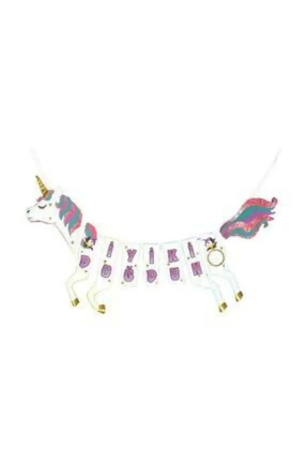 Unicorn Temalı Flama Asmalı At Şeklinde Simli Iyiki Doğdun Yazısı