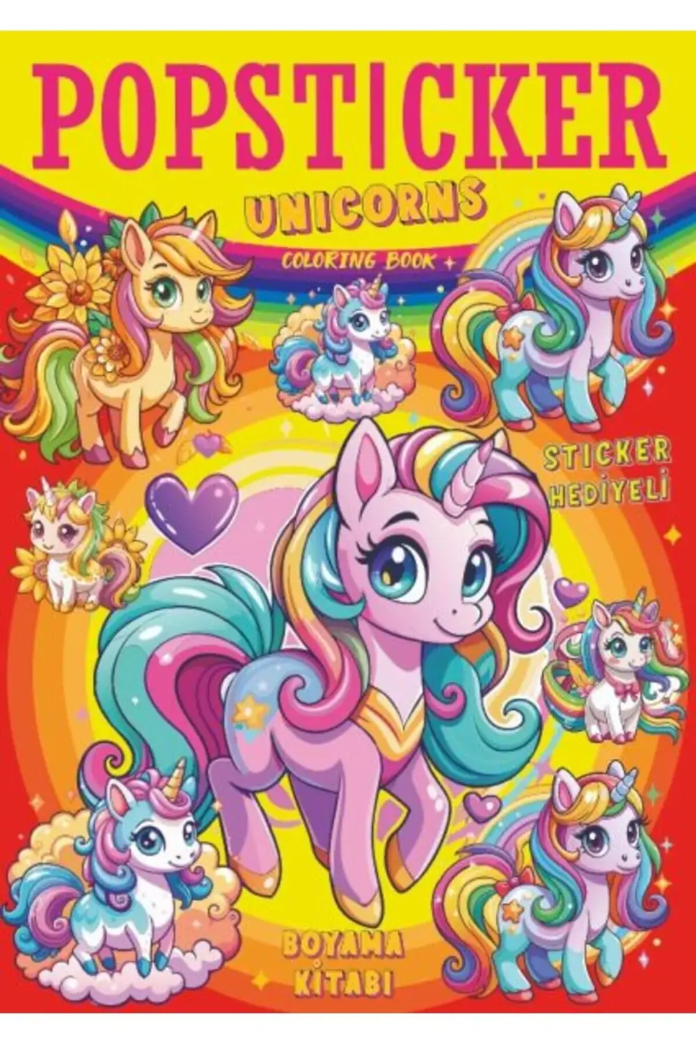 Unicorns Boyama Kitabı Popsticker (özel koruma poşetli)