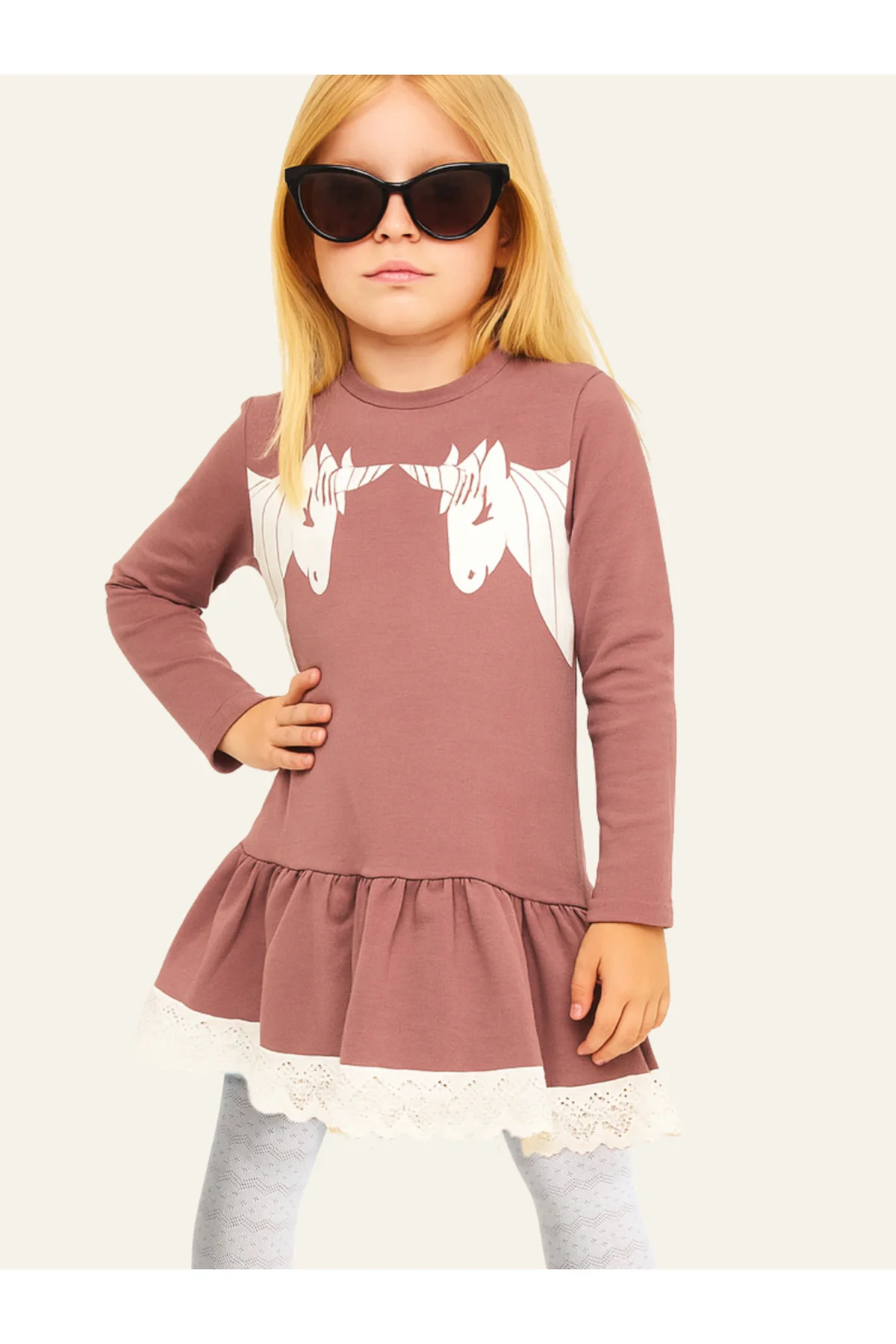 Unicorns Dantelli Lila Kız Elbise Unicorns Dantelli Lila Kız Elbise