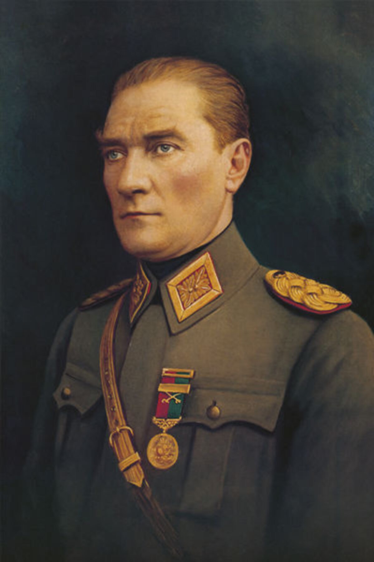 Üniformalı Gazi Mustafa Kemal Atatürk Poster Cephe Bayrak- 1,5x2,