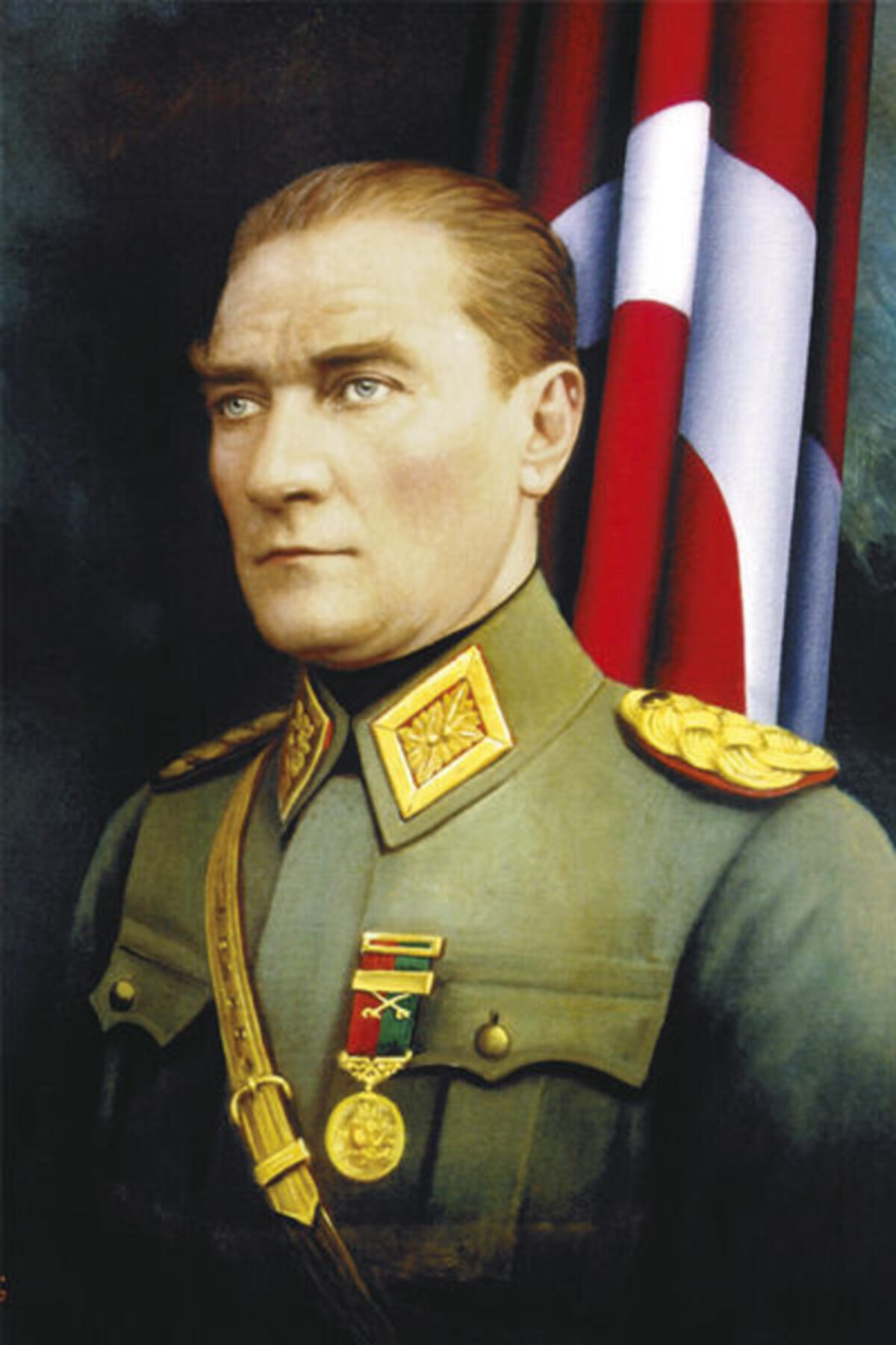 Üniformalı Mustafa Kemal Atatürk Poster Cephe Bayrak -150x225cm