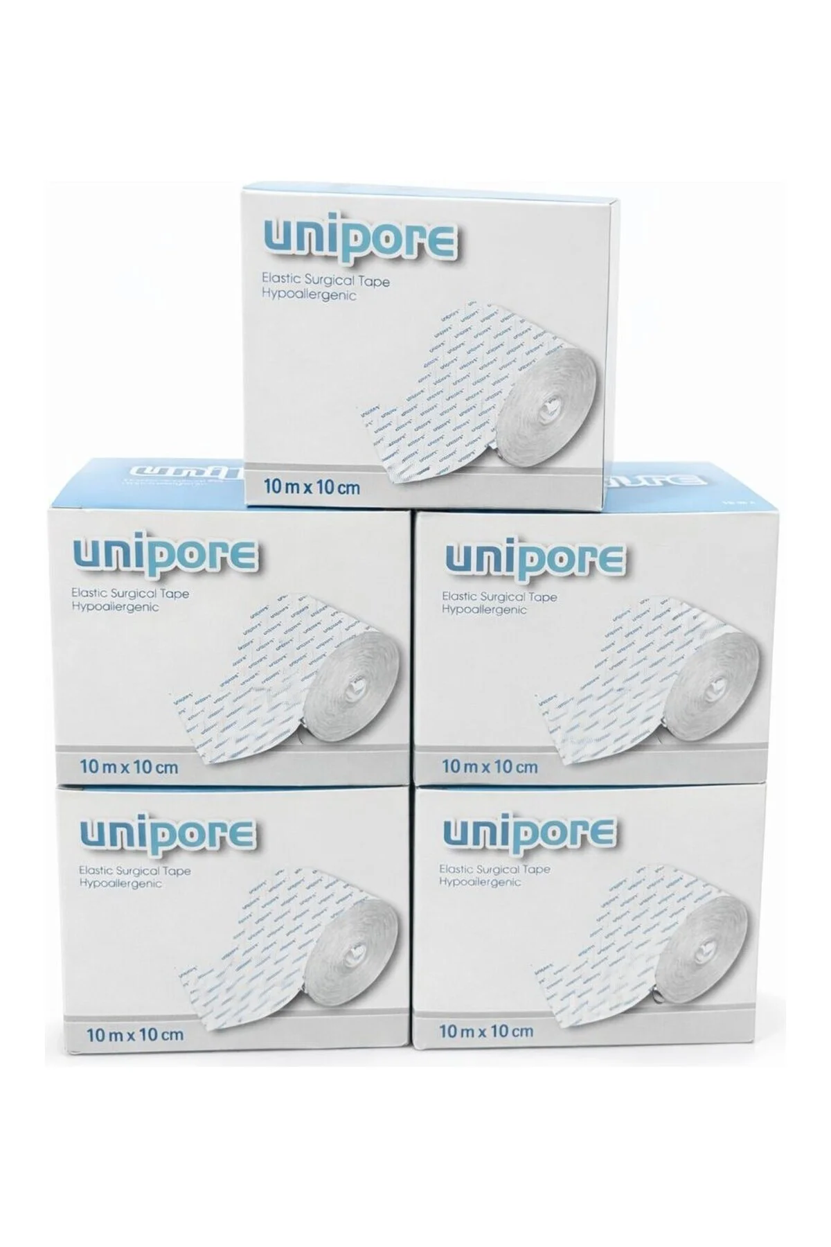 Unipore Elastik Cerrahi Sabitleme Bandı 10 cm x 10 M – 5’li Paket | Hipoalerjenik Medikal Flaster, Yara Örtüsü Sabitleyici Bant