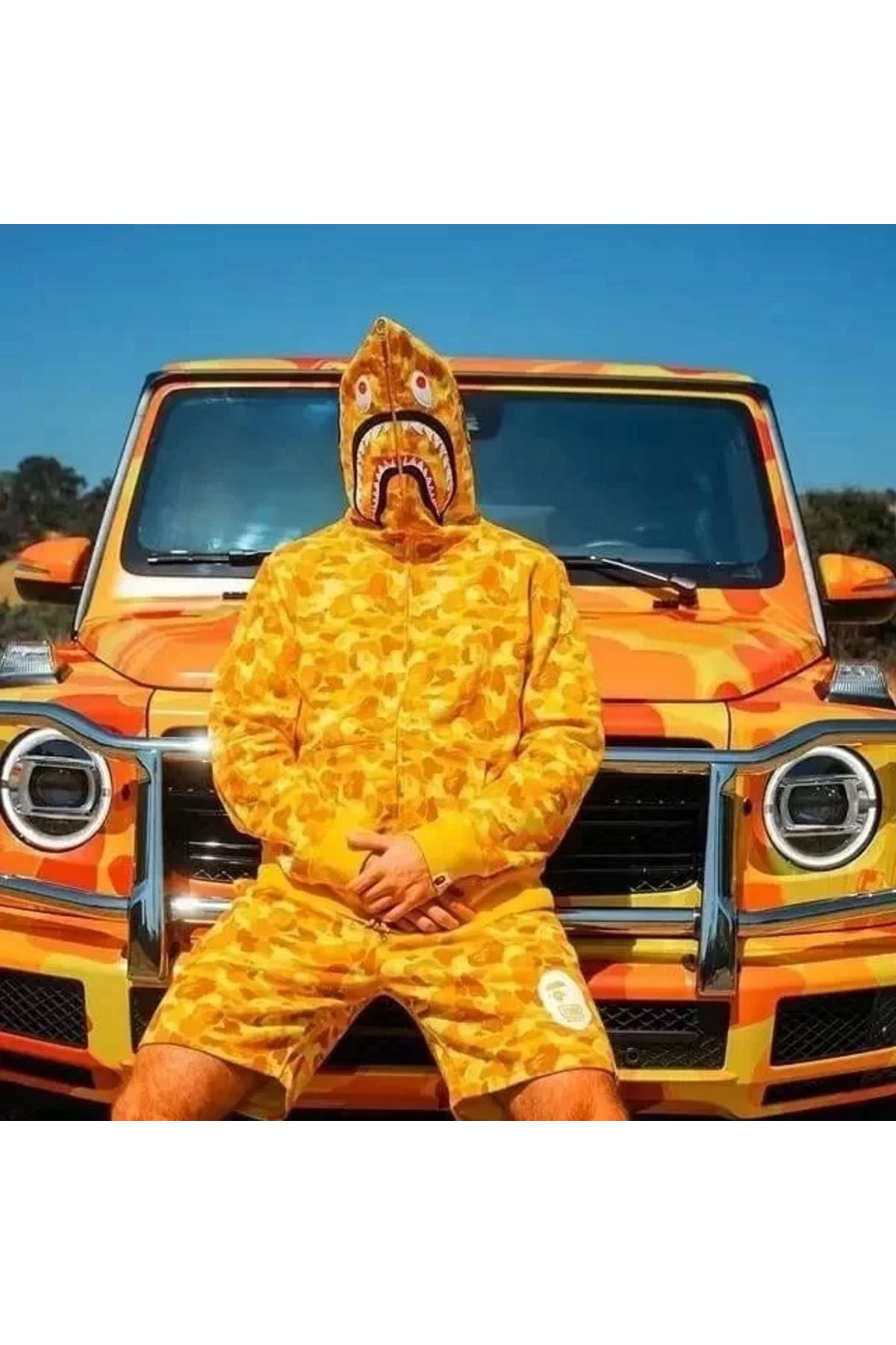 Tommy Hilfiger Unisex 2 İplik Bape Kapüşonu Fermuarli Hirka - Sari