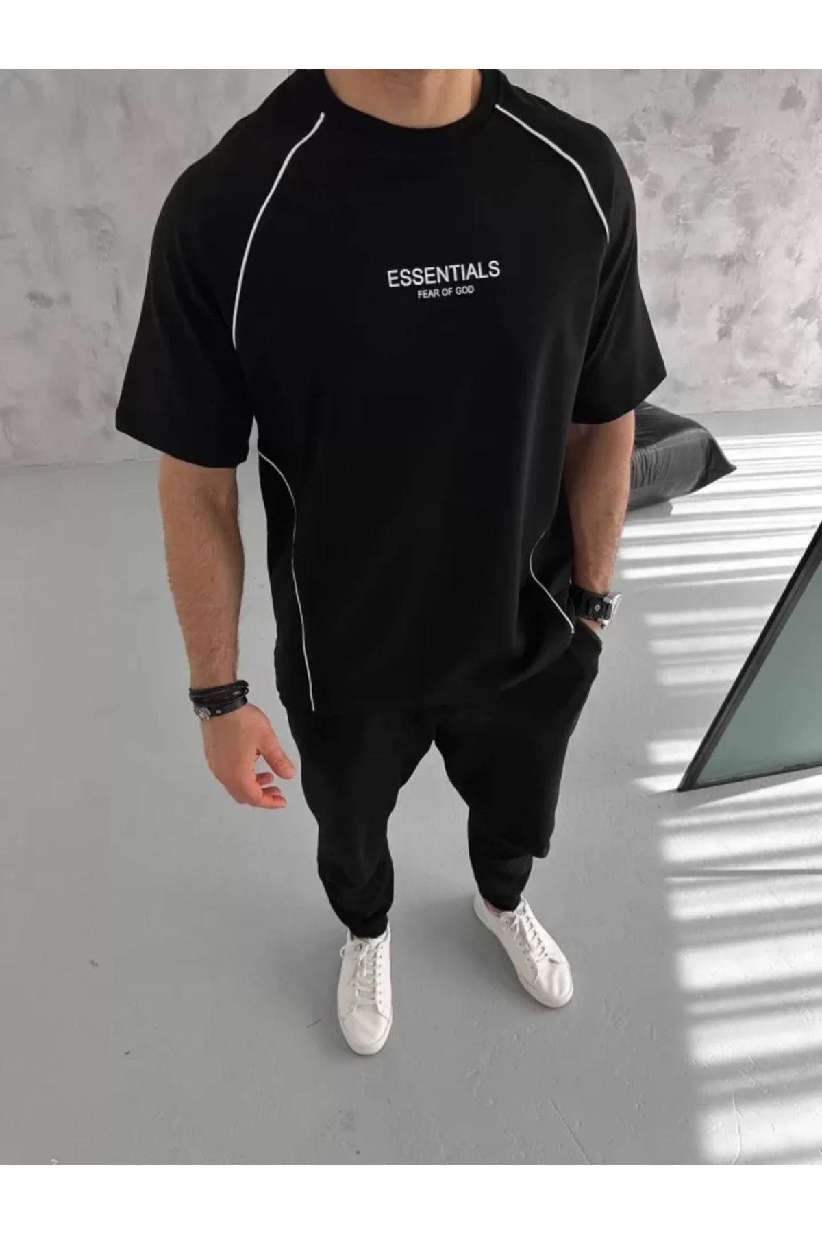 Unisex Arabiye Detaylı T-Shirt - Siyah