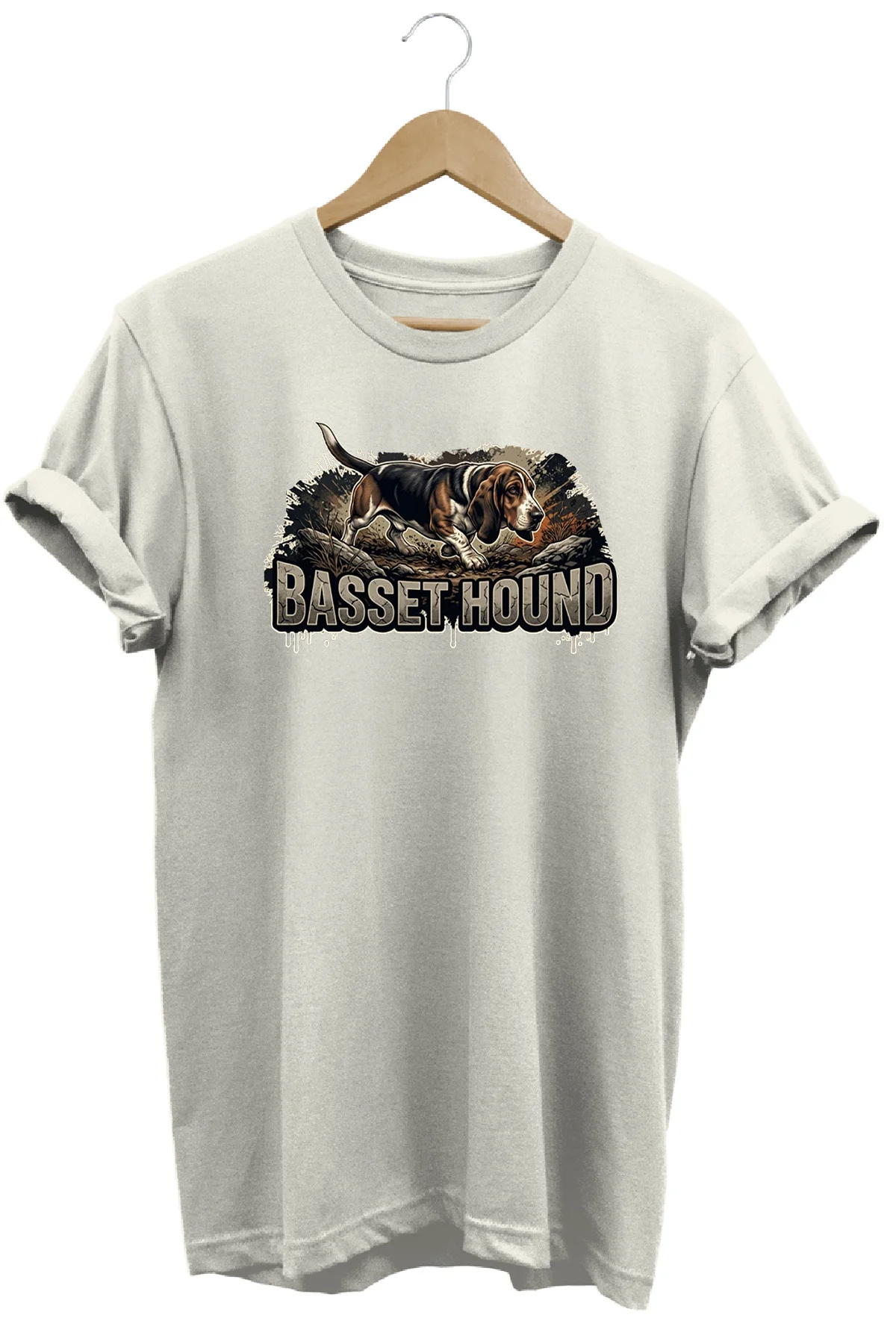 Unisex Basset Hound Baskılı T-shirt - Premium Köpekler Serisi Bis