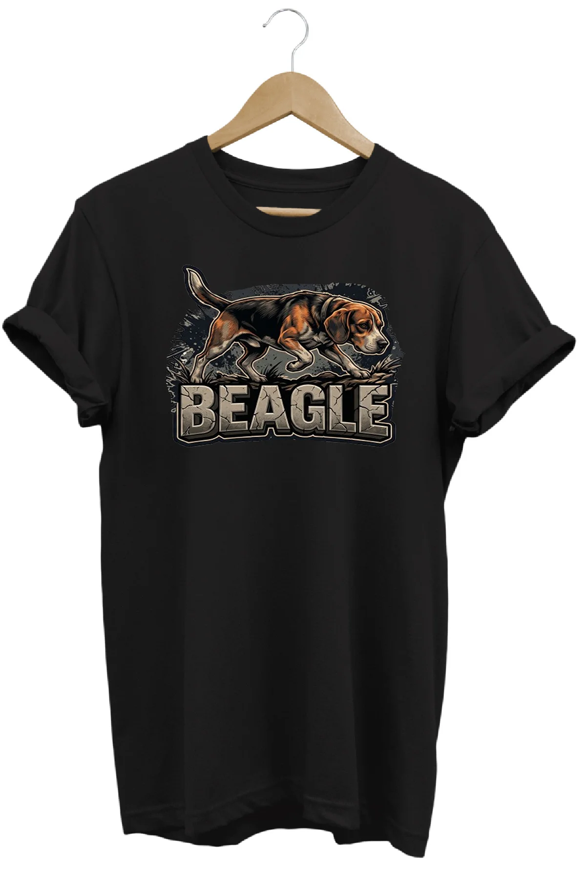 Unisex Beagle Baskılı T-shirt - Premium Köpekler Serisi Bisiklet 