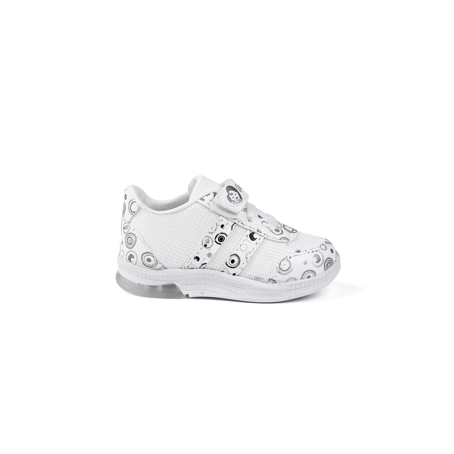 Unisex Bebe Beyaz Desenli Işıklı Cırtlı Sneaker Günlük Spor Ayakk