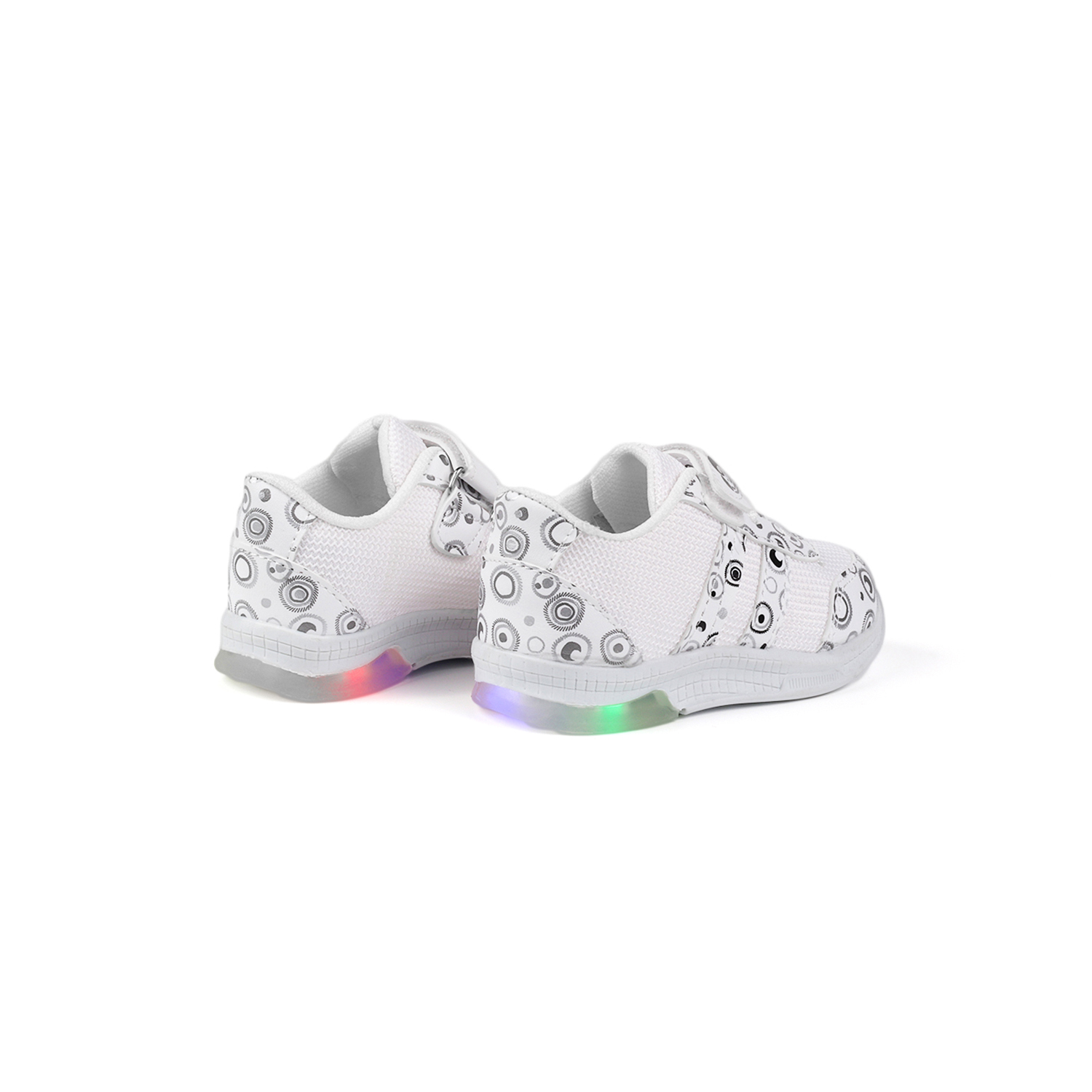 Unisex Bebe Beyaz Desenli Işıklı Cırtlı Sneaker Günlük Spor Ayakk