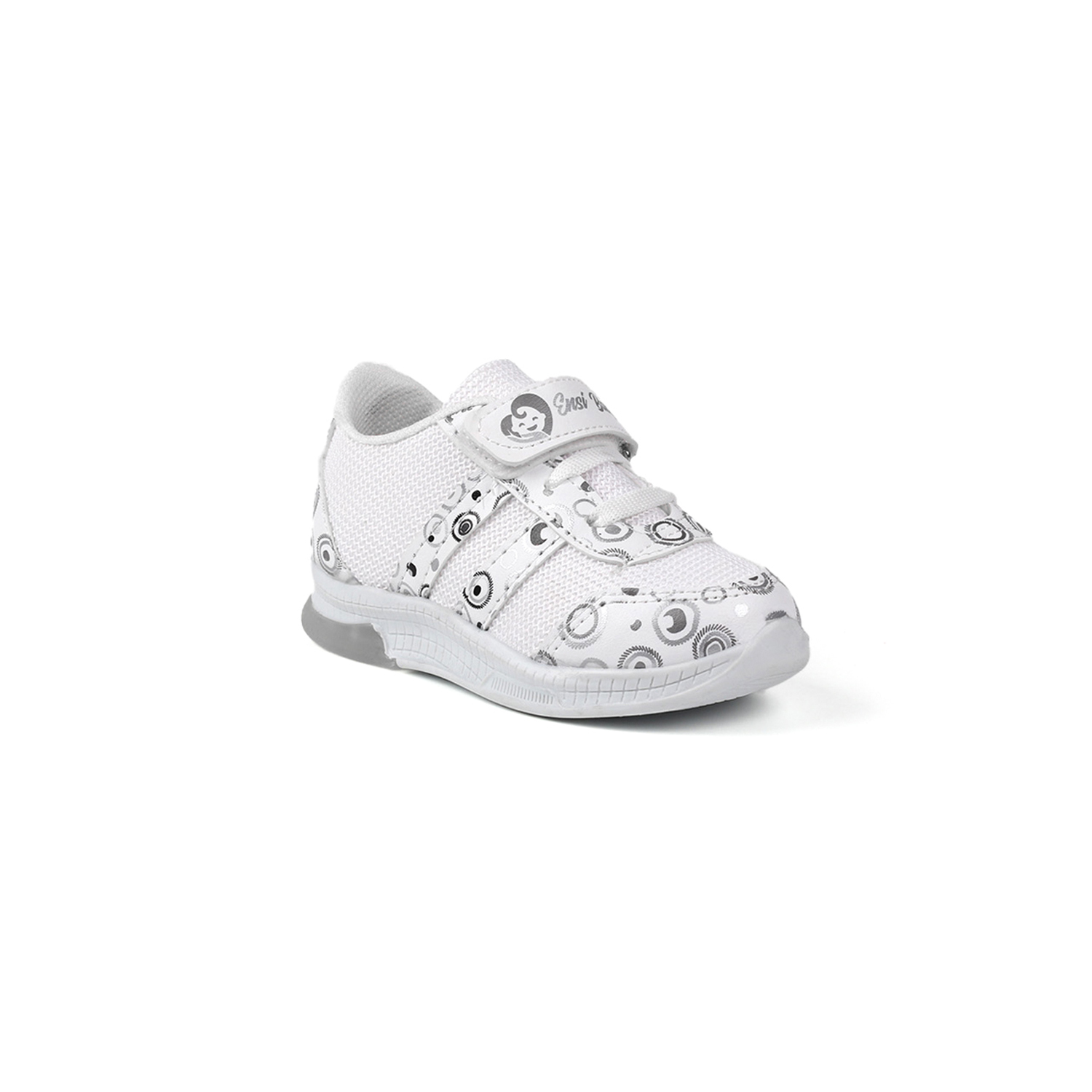 Unisex Bebe Beyaz Desenli Işıklı Cırtlı Sneaker Günlük Spor Ayakk