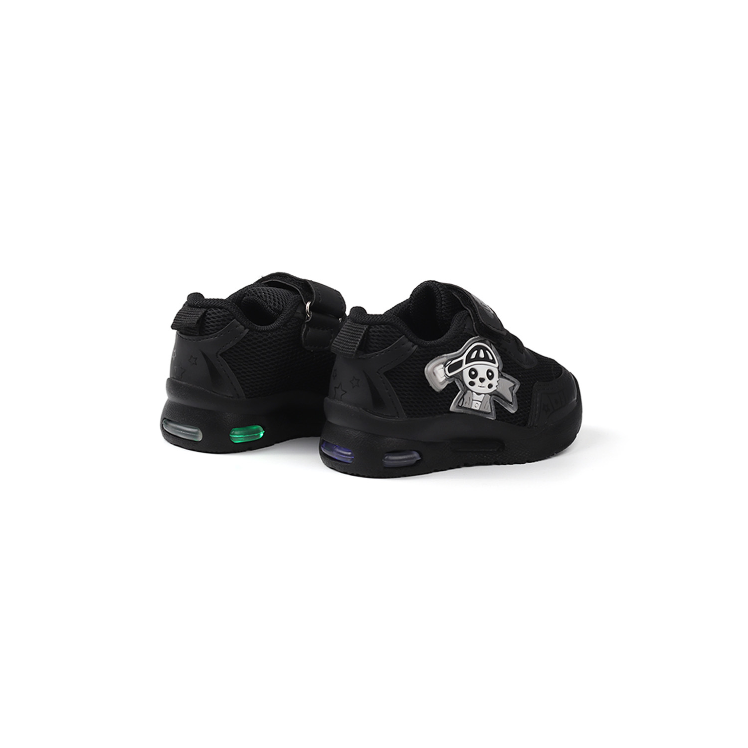 Unisex Bebe Siyah Figürlü Işıklı Cırtlı Sneaker Günlük Spor Ayakk