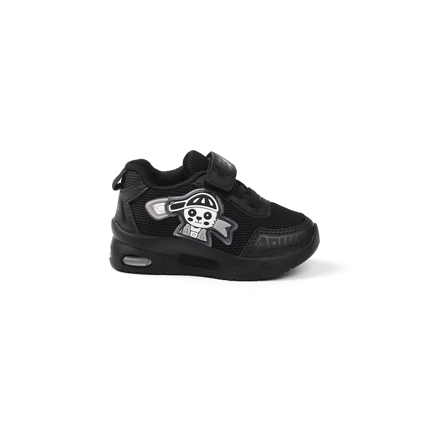 Unisex Bebe Siyah Figürlü Işıklı Cırtlı Sneaker Günlük Spor Ayakk