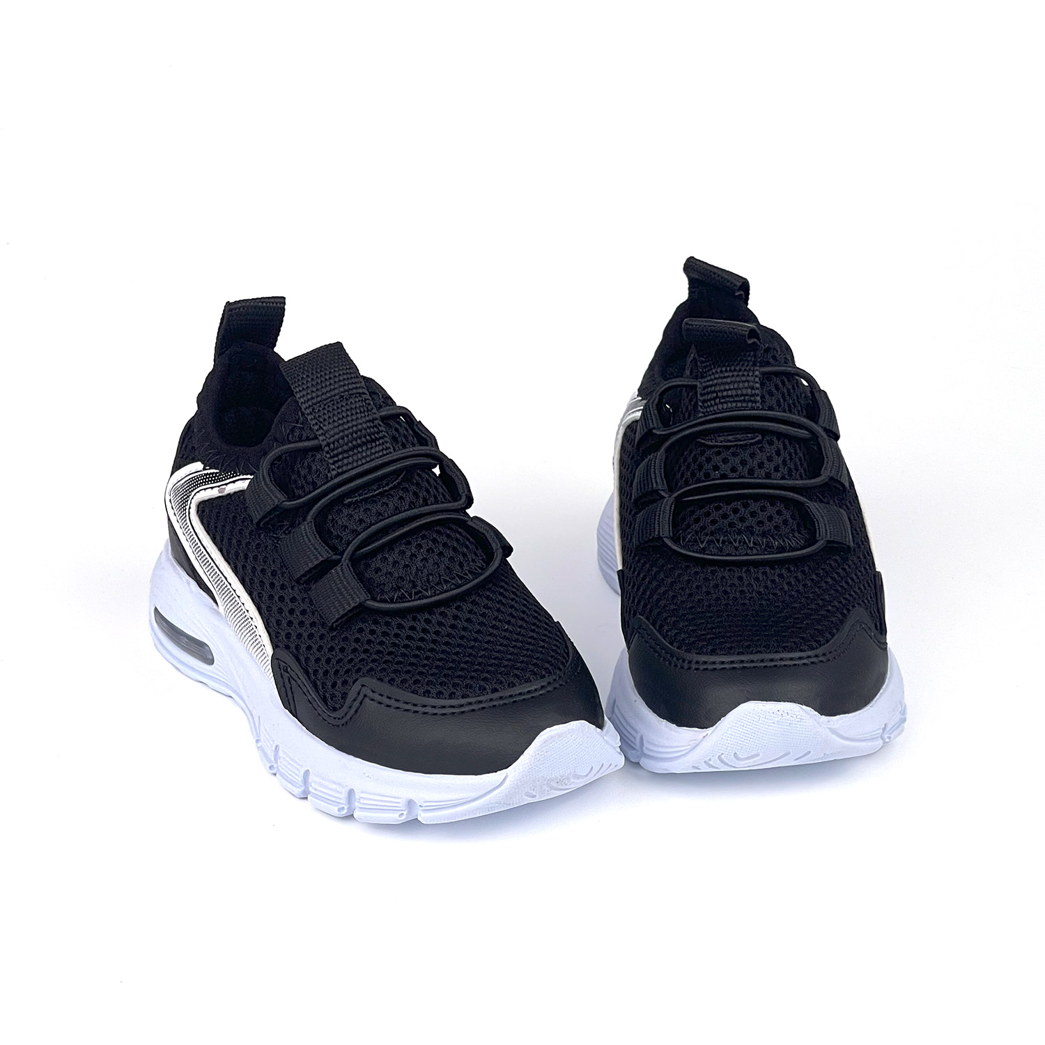 Unisex Bebe Siyah Beyaz Işıklı Bağcıksız Rahat Kalıp Sneaker Spor