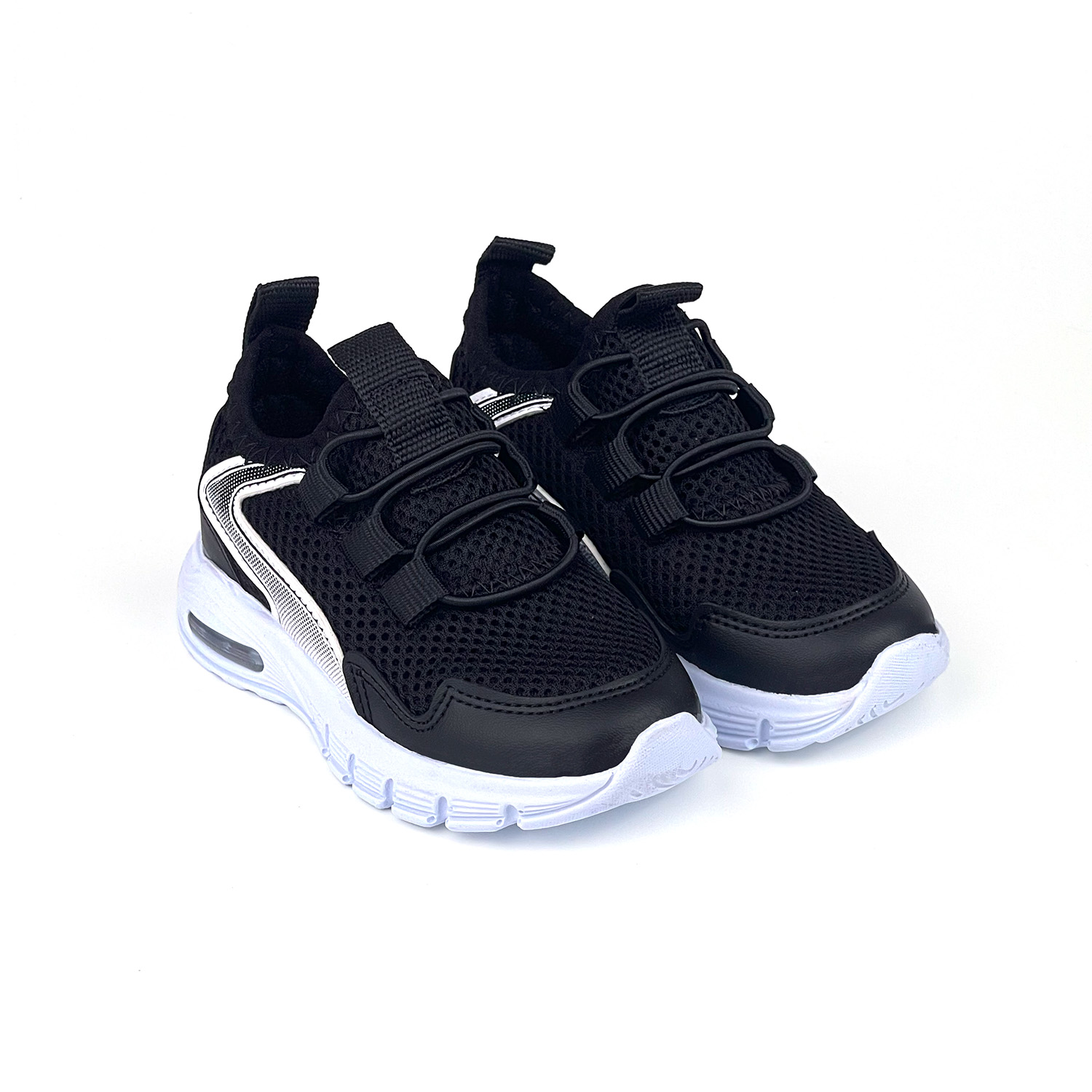 Unisex Bebe Siyah Beyaz Işıklı Bağcıksız Rahat Kalıp Sneaker Spor