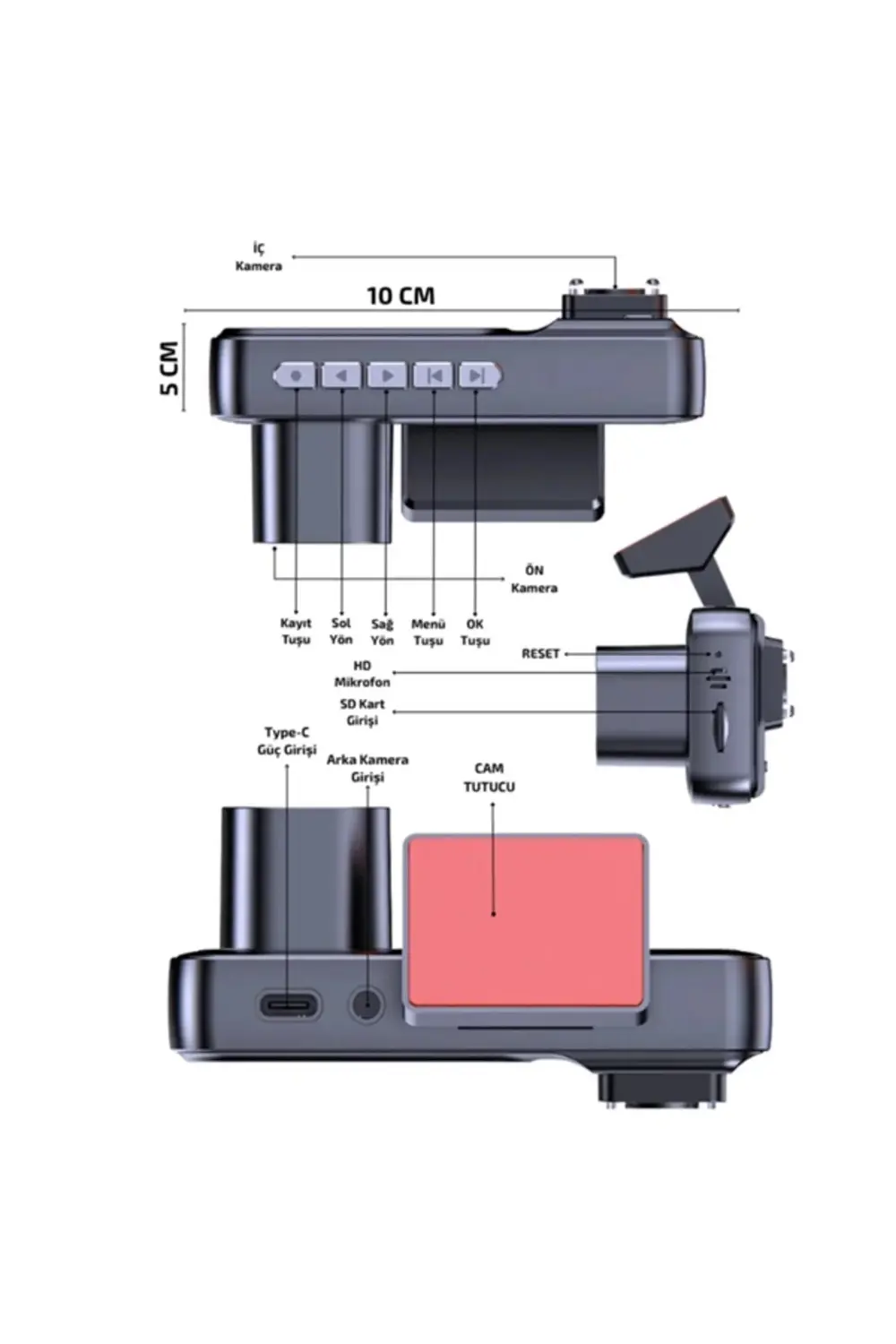 Unisex Beli Lastikli Cepli Paraşüt Pantolon - Siyah
