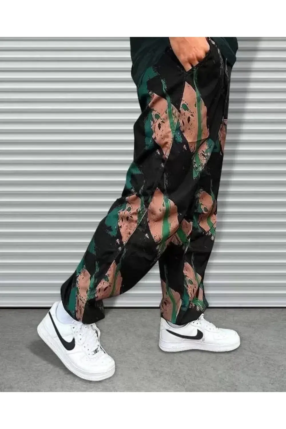 Unisex Beli Lastikli Cepli Paraşüt Pantolon - Siyah