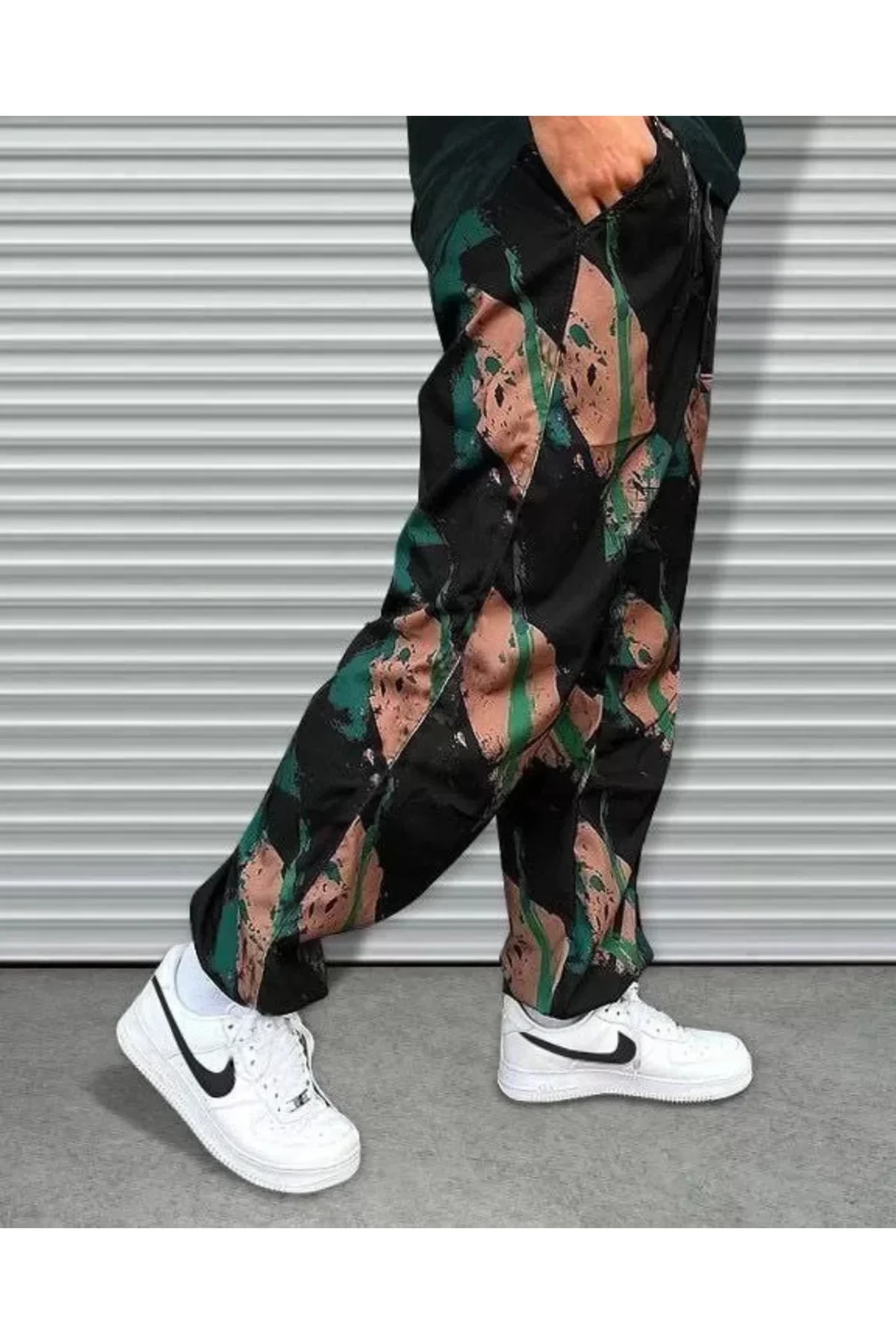 Unisex Beli Lastikli Cepli Paraşüt Pantolon - Siyah