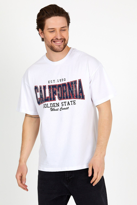 Combine Michail Unisex Beyaz Baskili Bisiklet Yaka Oversize T-Shirt - Beyaz