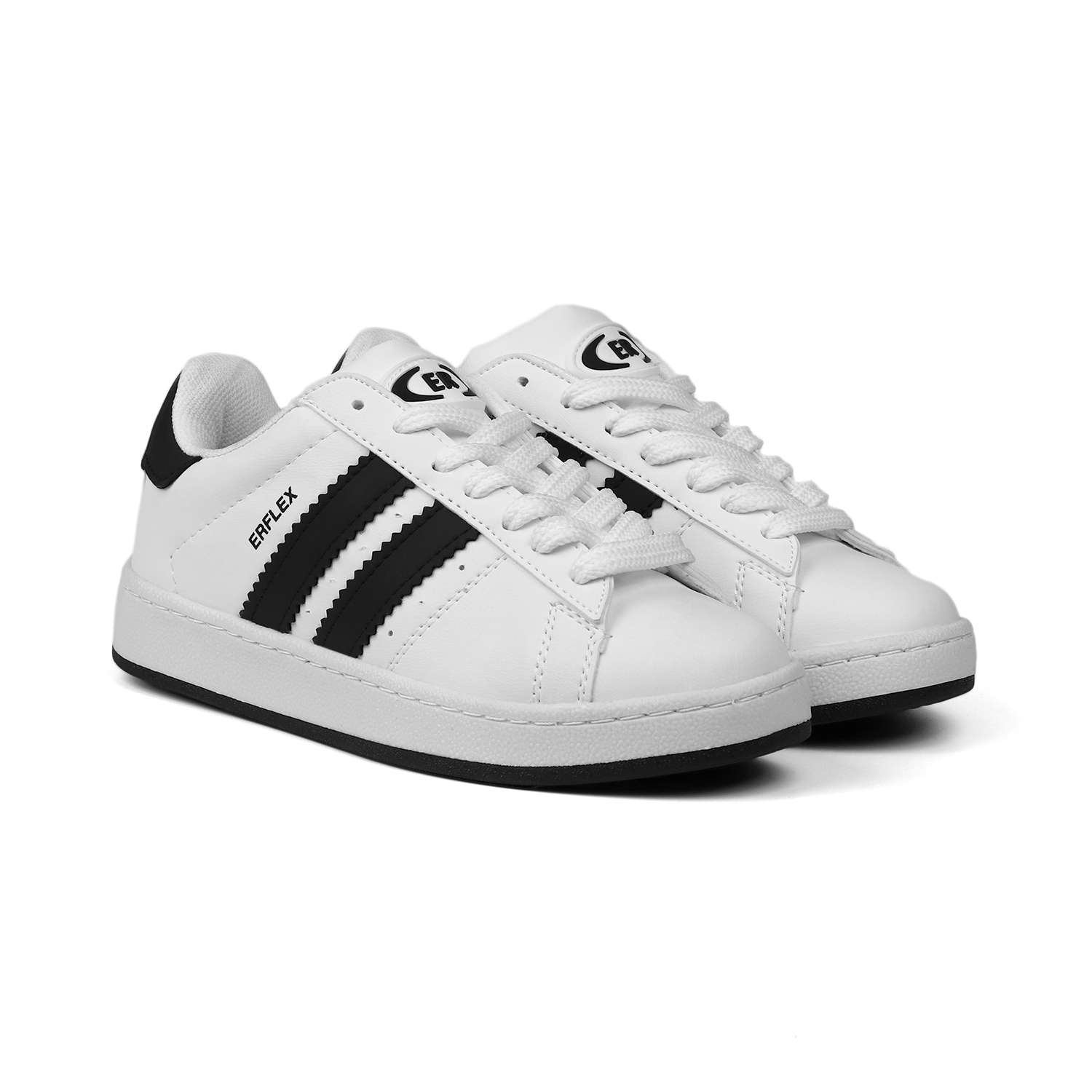 Kajila Unisex Beyaz Siyah Bağcıklı Rahat Sneaker Günlük Spor Ayakkabı