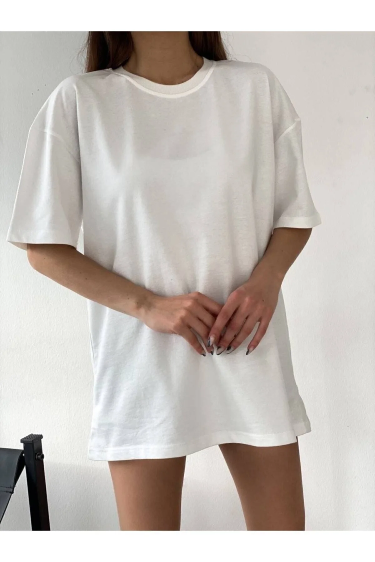 Unisex Beyaz Spor Bisiklet Yaka Pamuk Oversize Boyfriend T-shirt Fiyatı, Yorumları ve Özellikleri