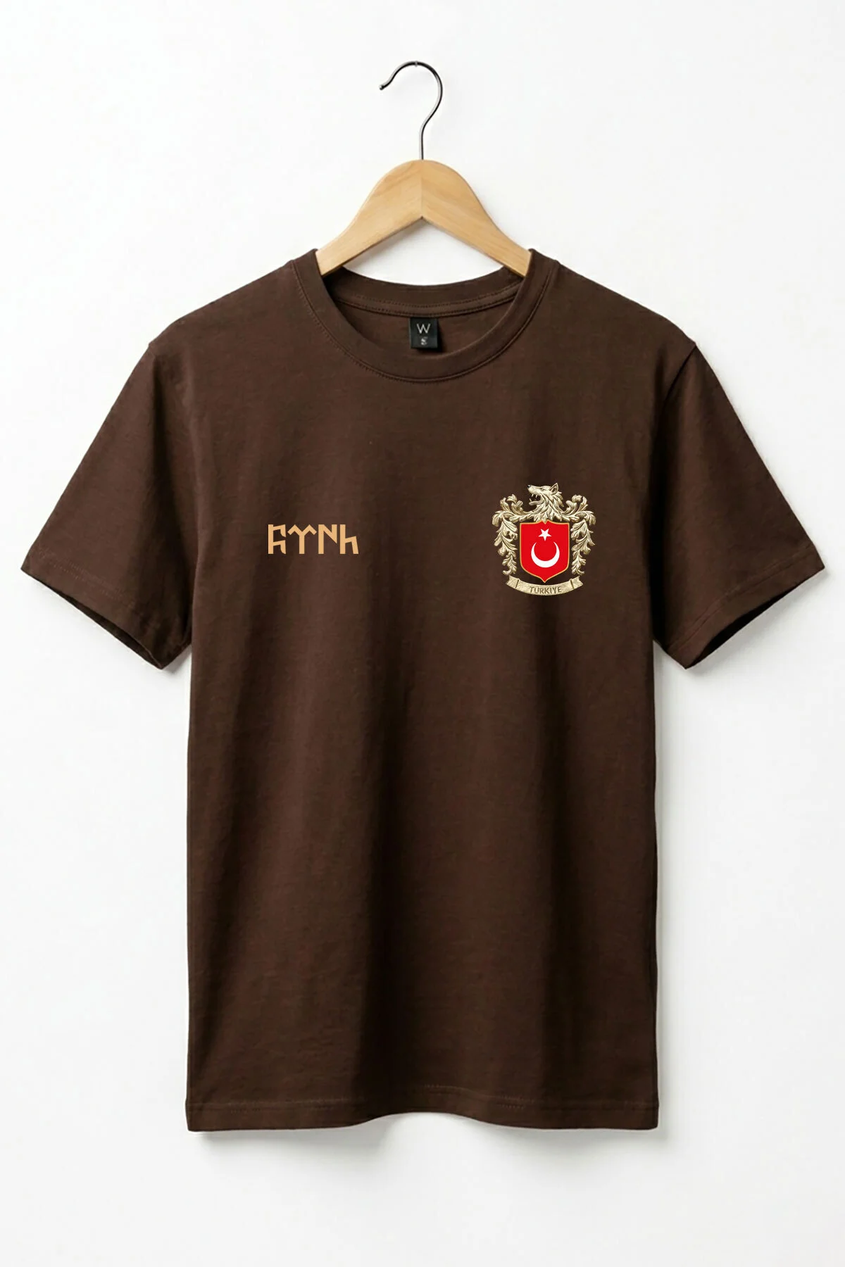 Unisex Bisiklet Yaka Göktürkçe Türk Yazılı Osmanlı Armalı T-shirt