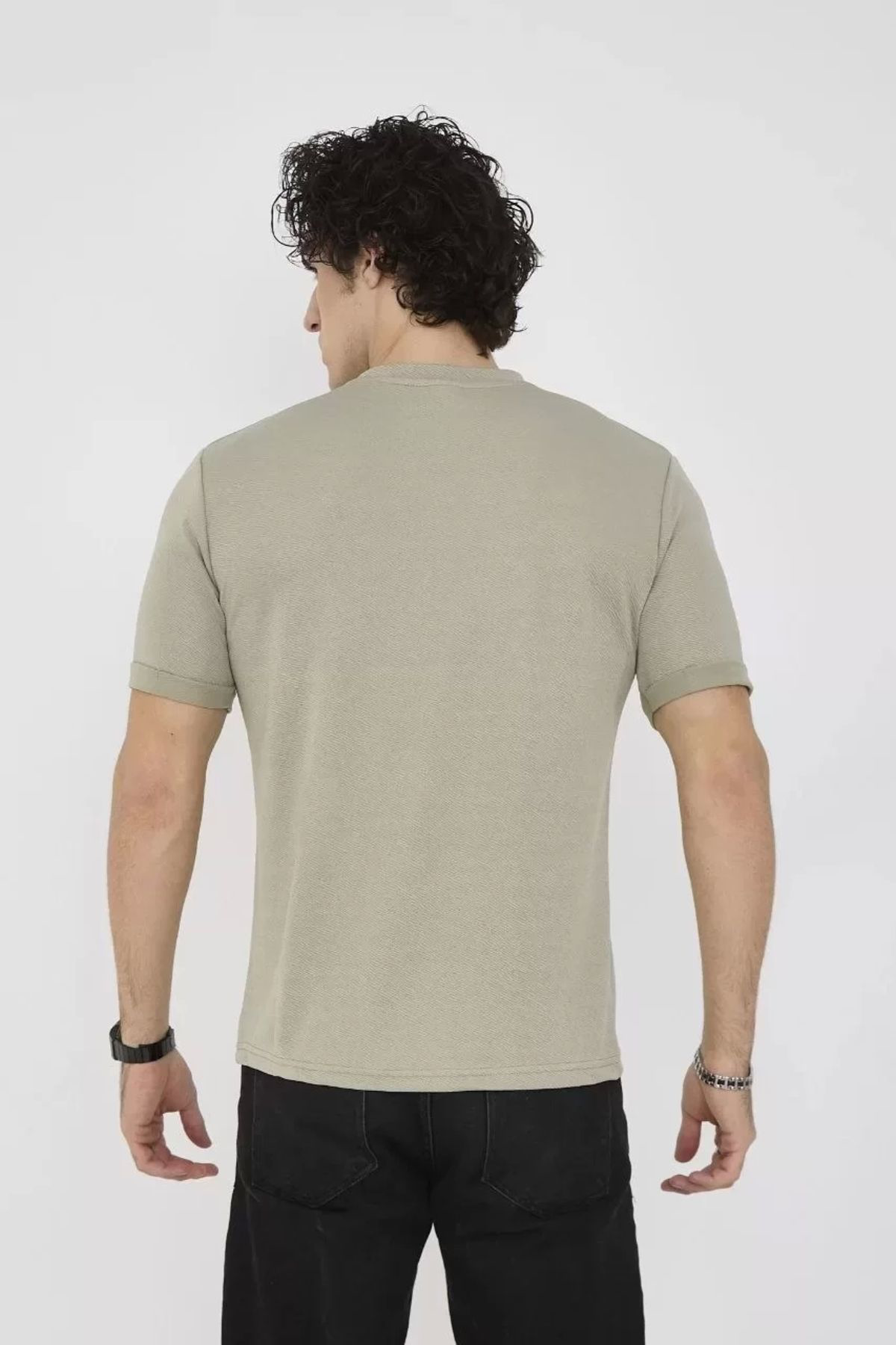 Unisex Bisiklet Yaka Slim fit T-Shirt- Açık Yeşil