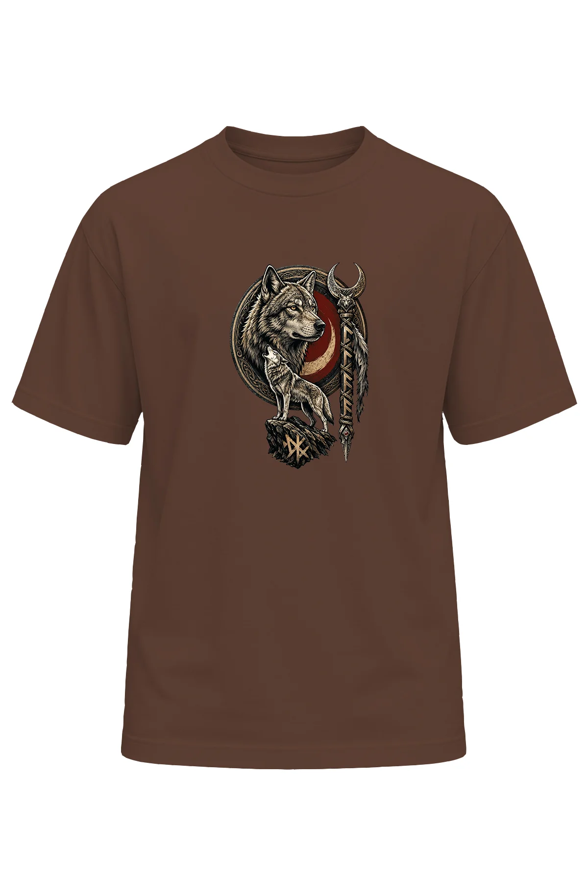 Unisex Bozkurt Ay Yıldız Baskılı T-Shirt – Türk Motifli Kurt Desenli Özel Tasarım Tişört
