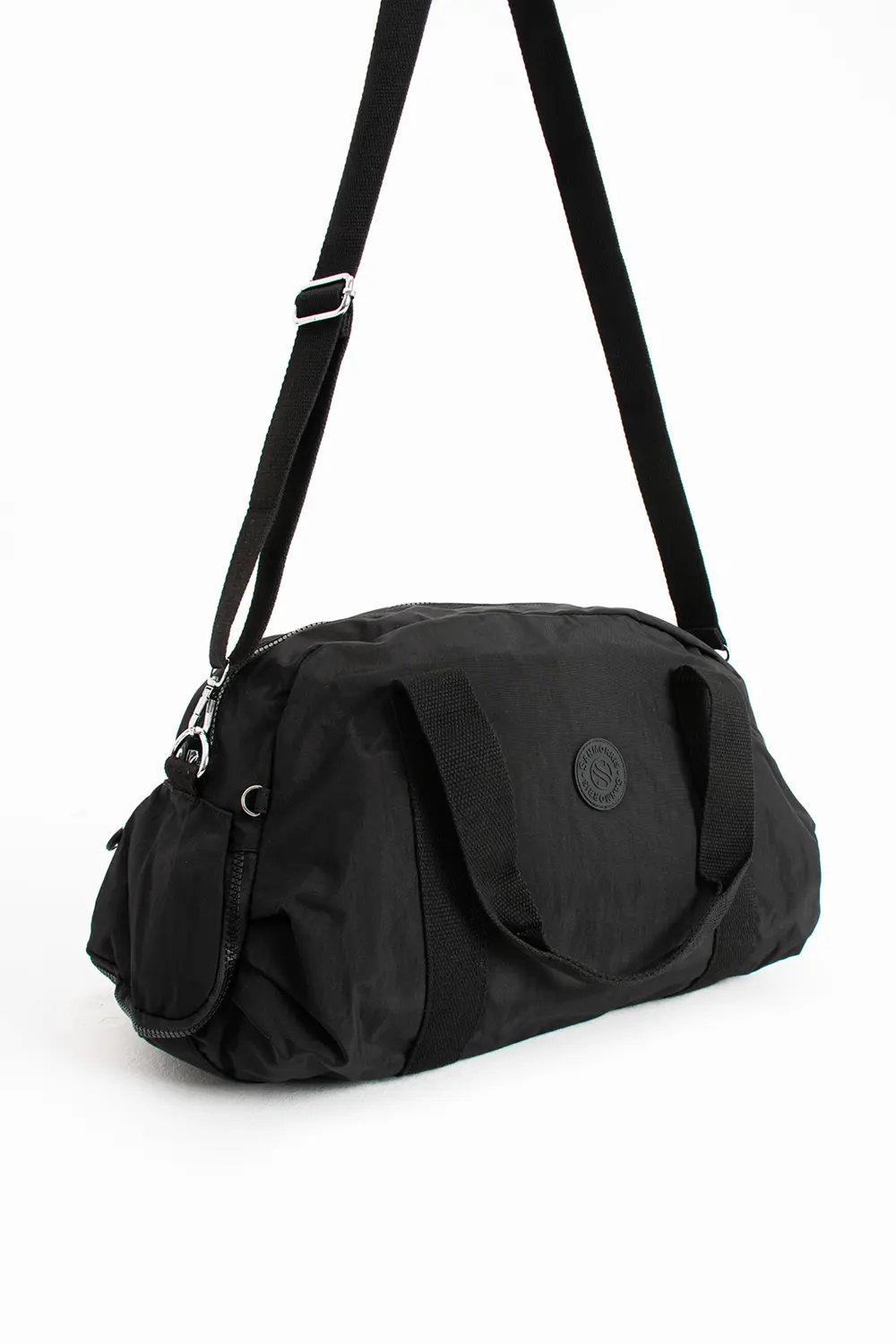 Unısex Büyük Boy Siyah Renk Krinkıl Kumaş Ayakkabı Bölümlü Çapraz