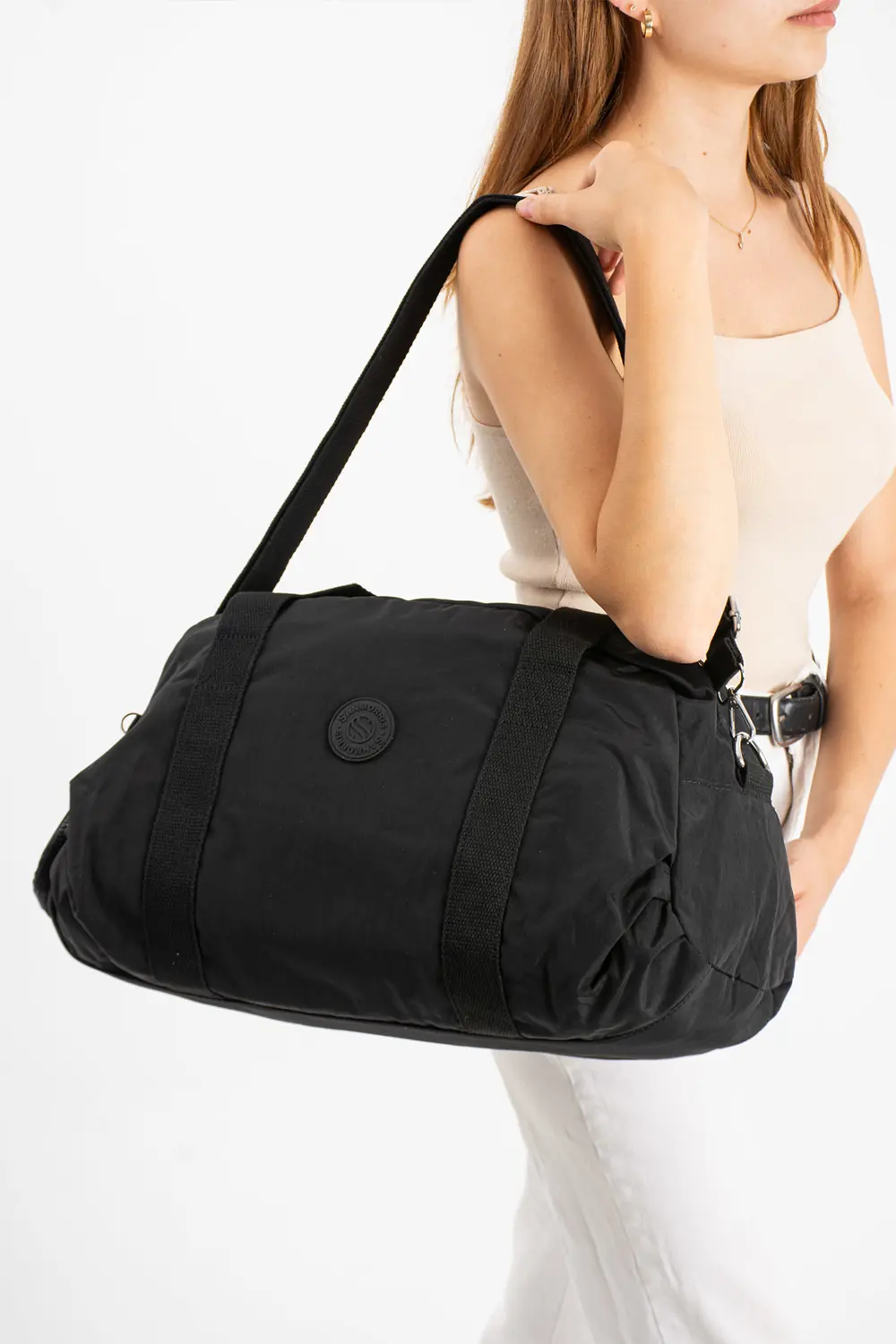 Unısex Büyük Boy Siyah Renk Krinkıl Kumaş Ayakkabı Bölümlü Çapraz