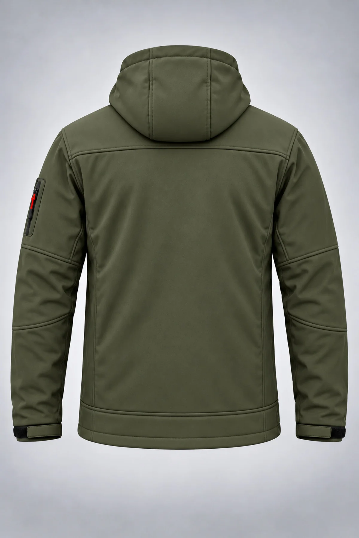 Unisex Çıkarılabilir Kapüşonlu Softshell Mont Rüzgara Dayanıklı Fermuarlı Outdoor Ceket Haki - Görsel 4