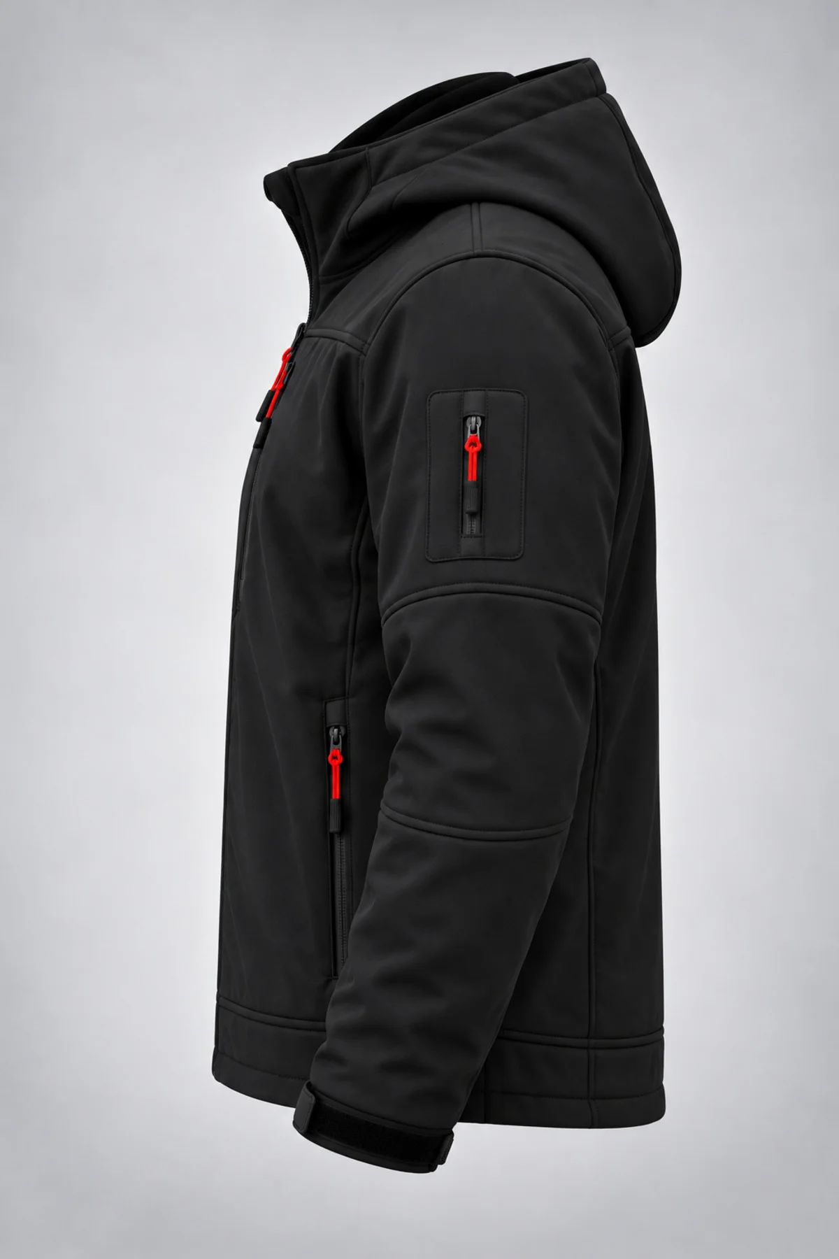 Unisex Çıkarılabilir Kapüşonlu Softshell Mont Rüzgara Dayanıklı Fermuarlı Outdoor Ceket - Görsel 3