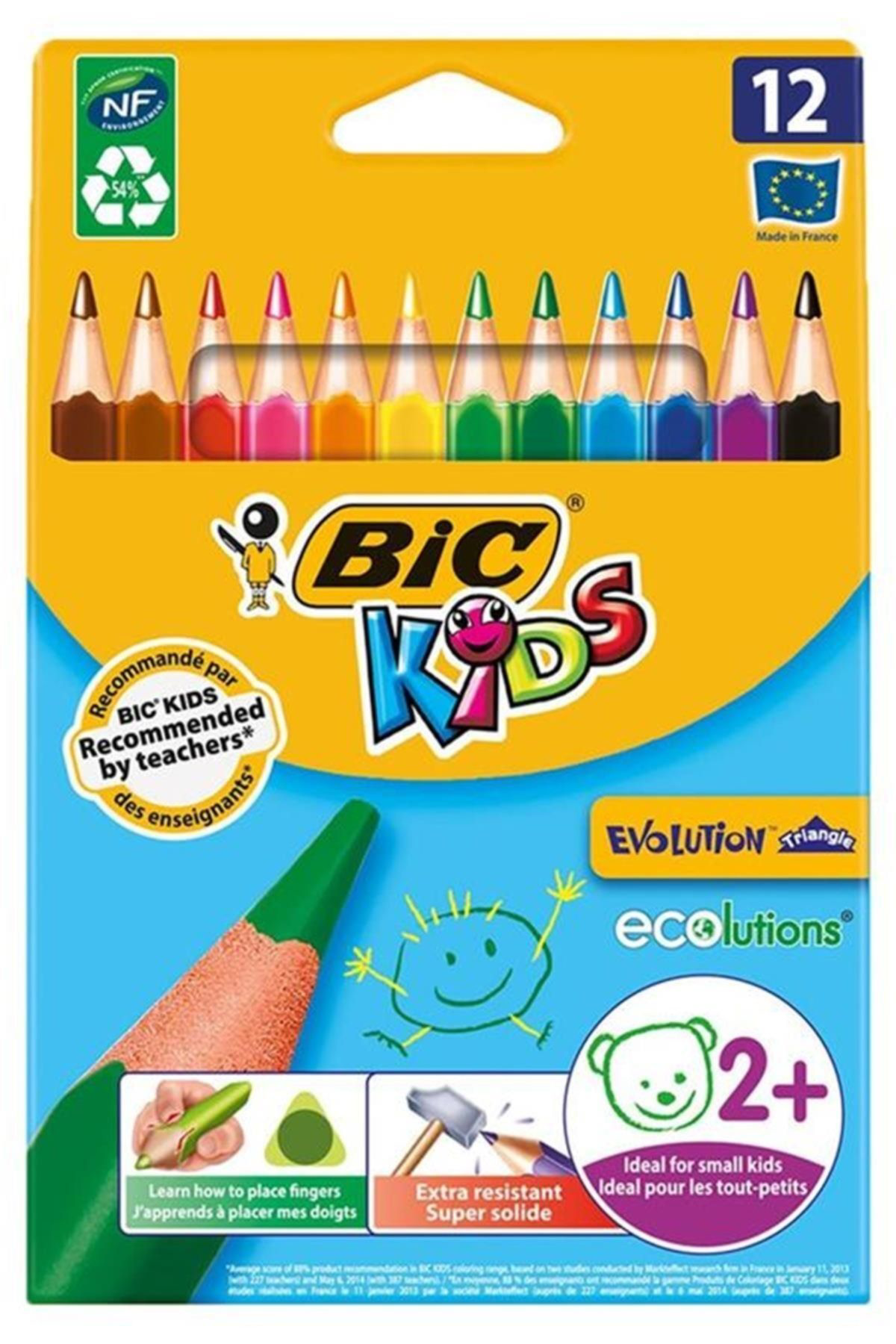 Unisex Çocuk Kids Evolution Üçgen Jumbo Kuru Boya Kalemi 12'li Ku