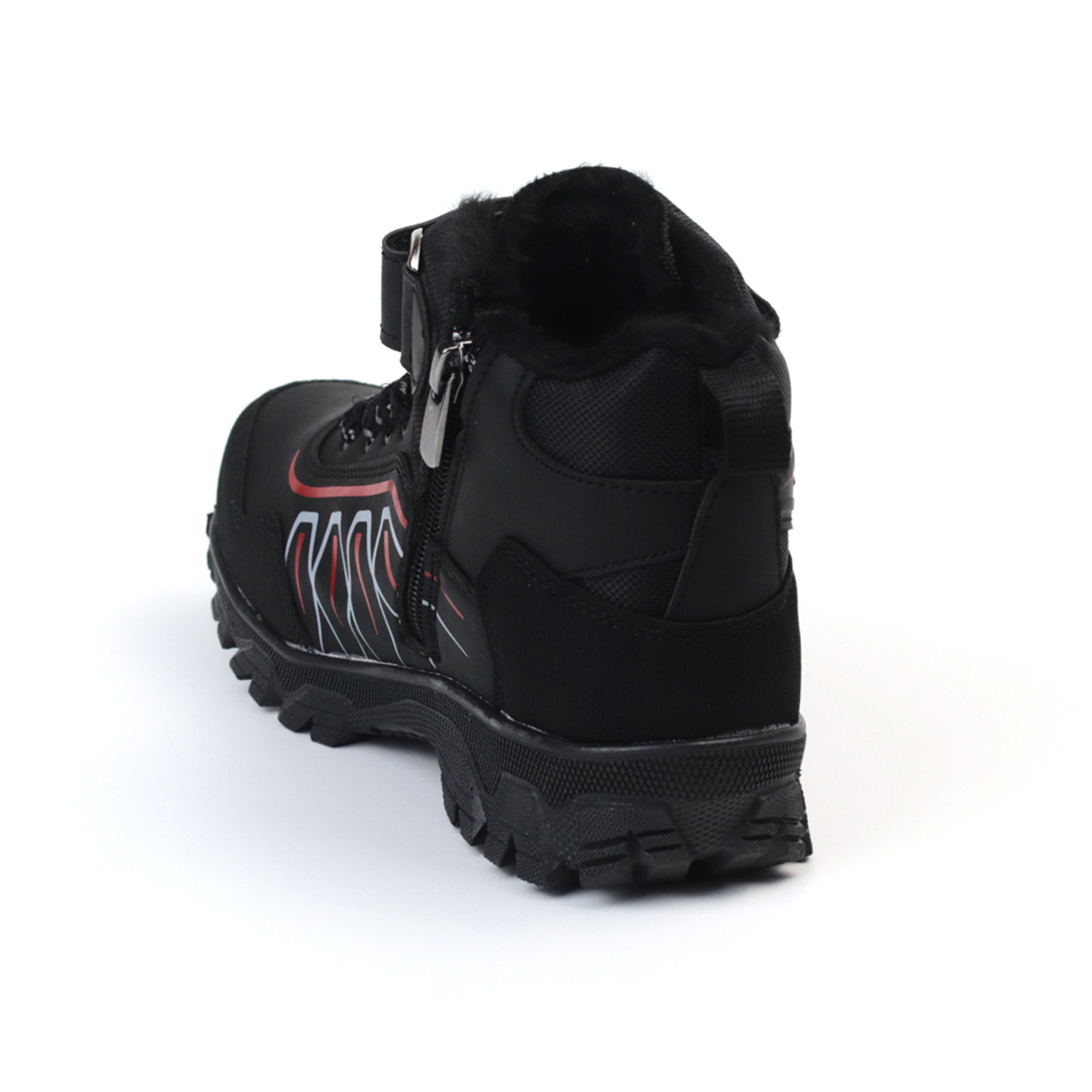 Kajila Unisex Çocuk Siyah Kırmızı İçi Kürklü Kışlık Termo Taban Suya Soğ Kajila Unisex Çocuk Siyah Kırmızı İçi Kürklü Kışlık Termo Taban Suya Soğ