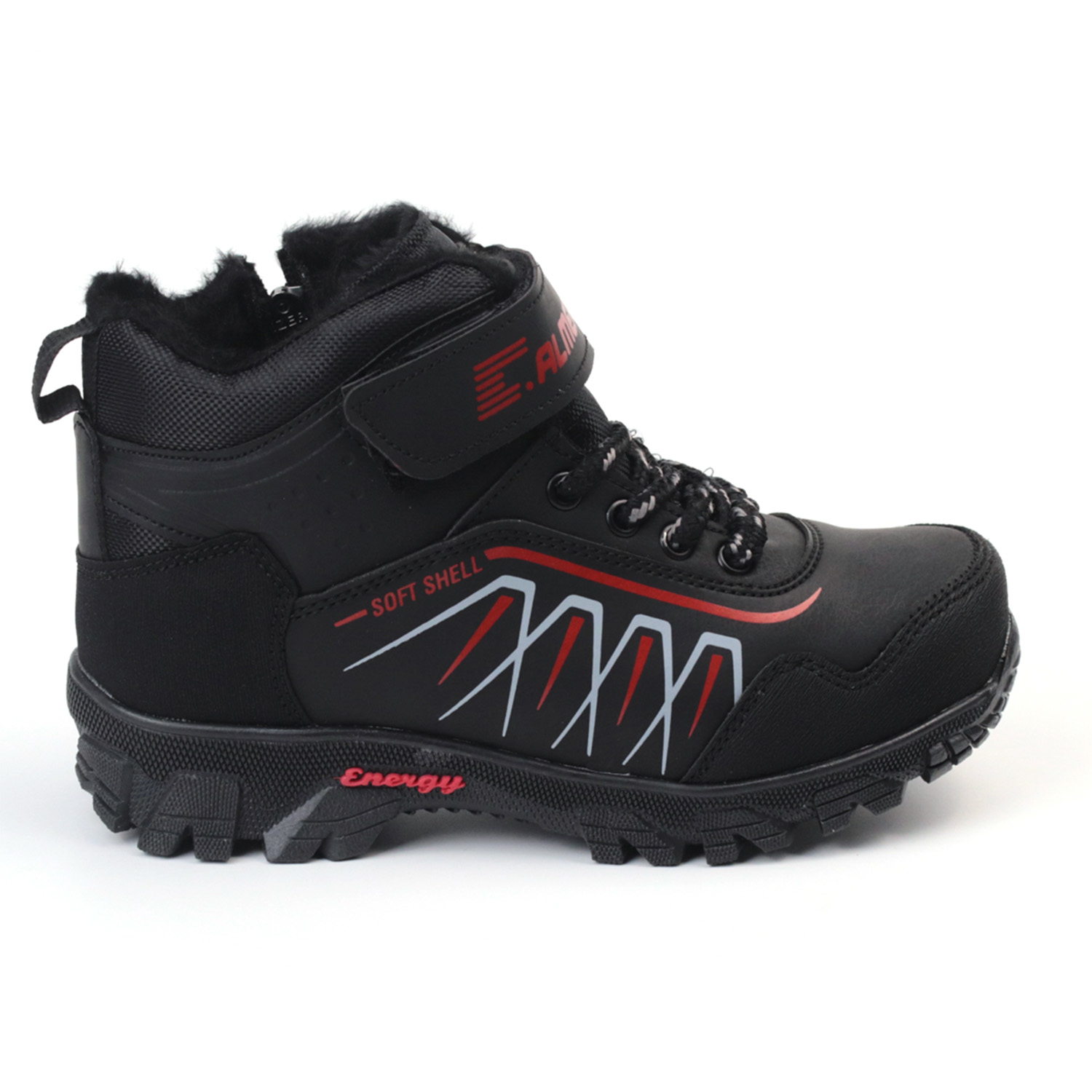 Kajila Unisex Çocuk Siyah Kırmızı İçi Kürklü Kışlık Termo Taban Suya Soğ Kajila Unisex Çocuk Siyah Kırmızı İçi Kürklü Kışlık Termo Taban Suya Soğ