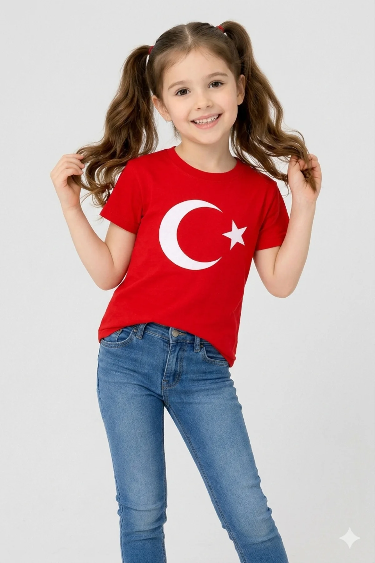 Unisex Çocuk Türk Bayraklı Kısa Kollu Tişört