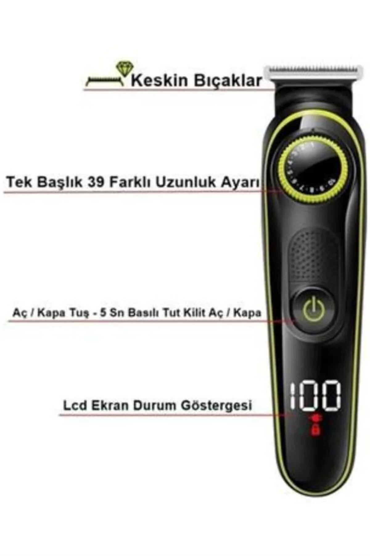 Unısex Çok Fonksiyonlu Bakım Seti Led Göstergeli Tıraş Makinesi S