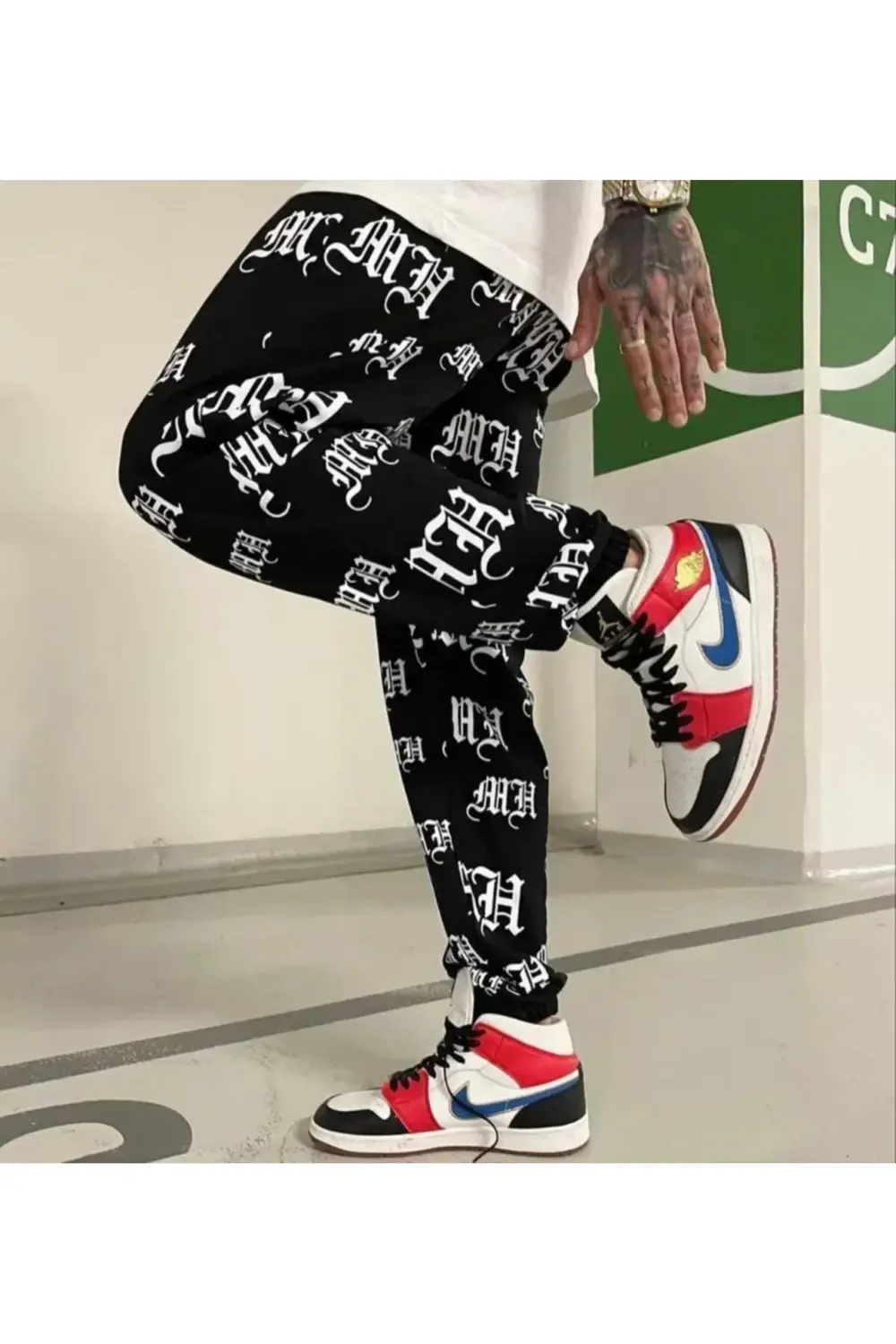 Unisex Dijital Baskılı Eşofman Altı - Siyah