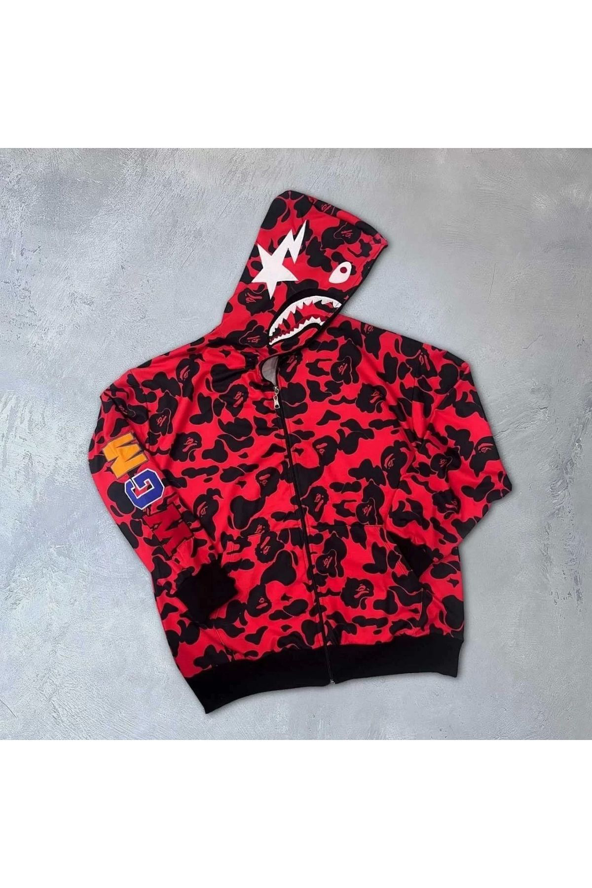 Tommy Hilfiger Unisex Erkek Kadin Nakiş İşlemeli Kirmizi Bape Hirka