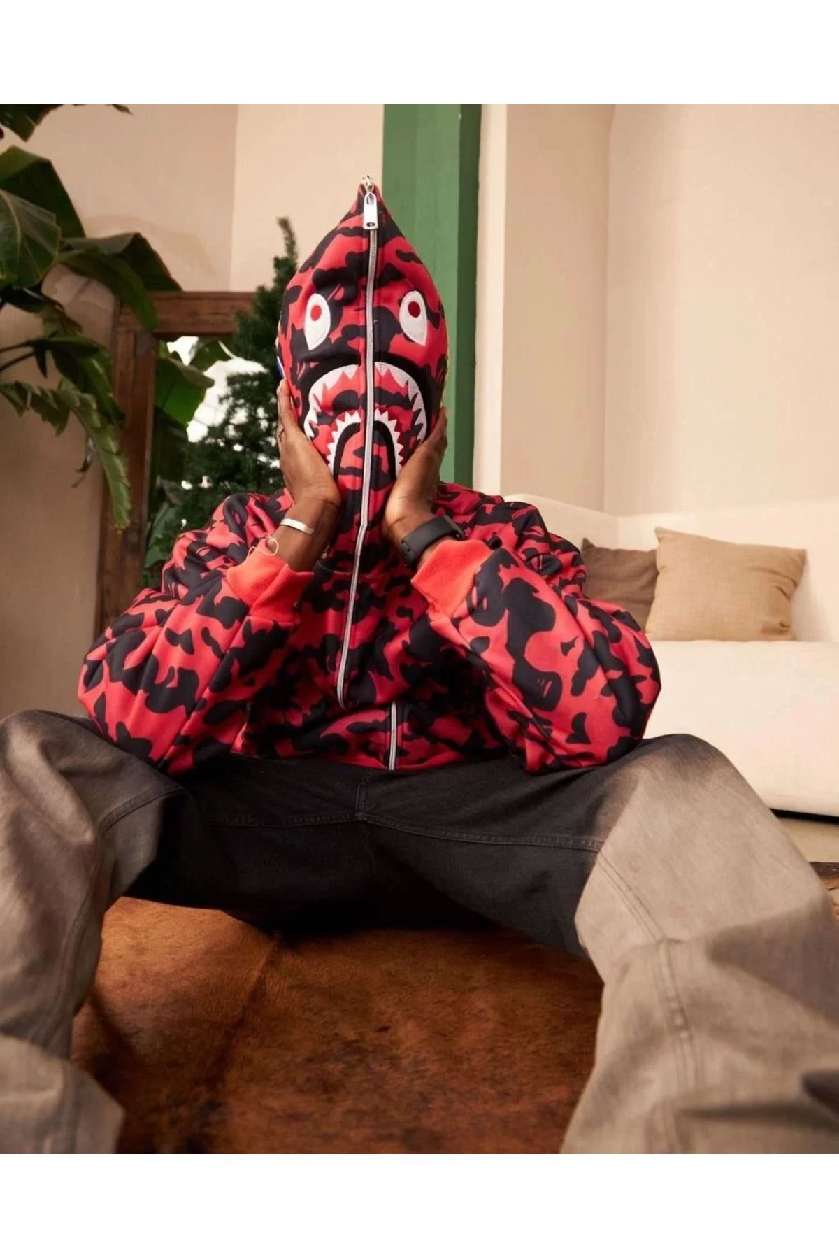 Tommy Hilfiger Unisex Erkek Kadin Nakiş İşlemeli Kirmizi Bape Hirka